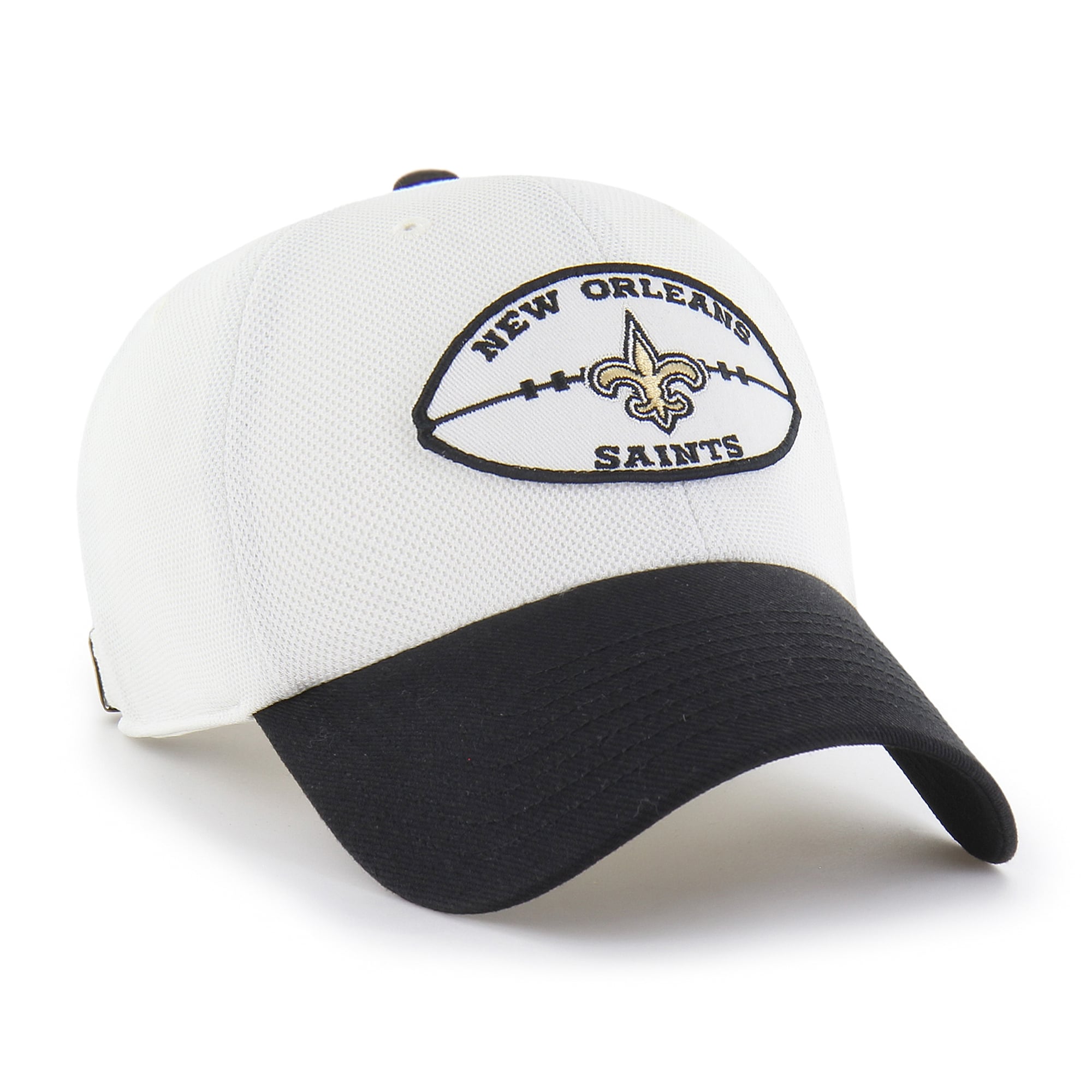 Men's '47 Cream/Black New Orleans Saints Pique Patch Clean Up Adjustable Hat