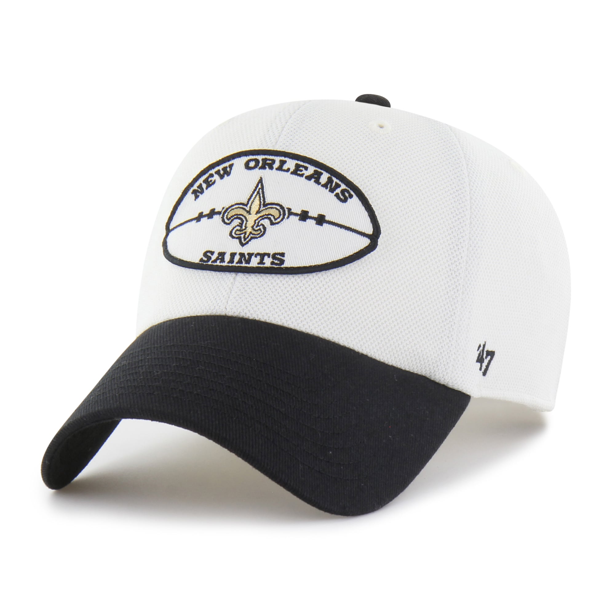 Men's '47 Cream/Black New Orleans Saints Pique Patch Clean Up Adjustable Hat