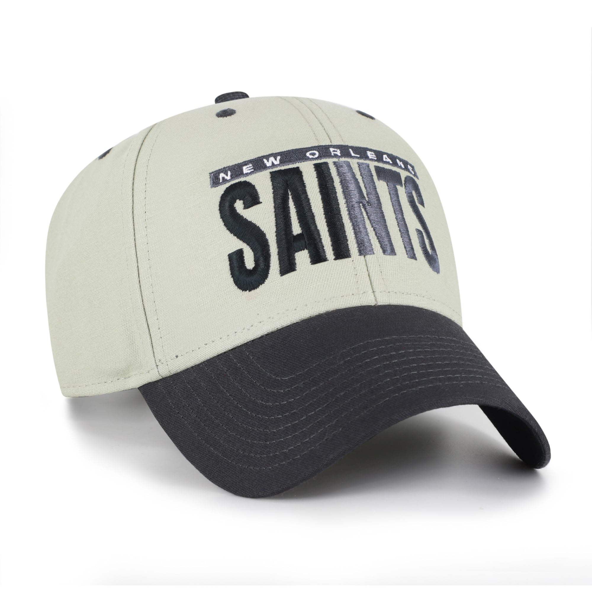 Men's '47 Gray/Black New Orleans Saints Half Block Text MVP Adjustable Hat