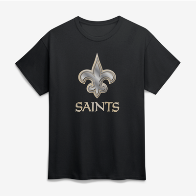 New Orleans Saints Big & Tall Metallic Mascot T-Shirt - Black