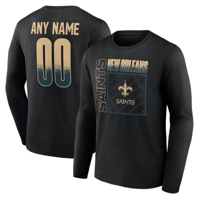 New Orleans Saints Home Field Pop Personalized Name & Number Long Sleeve T-Shirt - Black