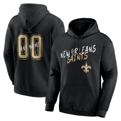 New Orleans Saints Hustle Personalized Name & Number Hoodie - Black