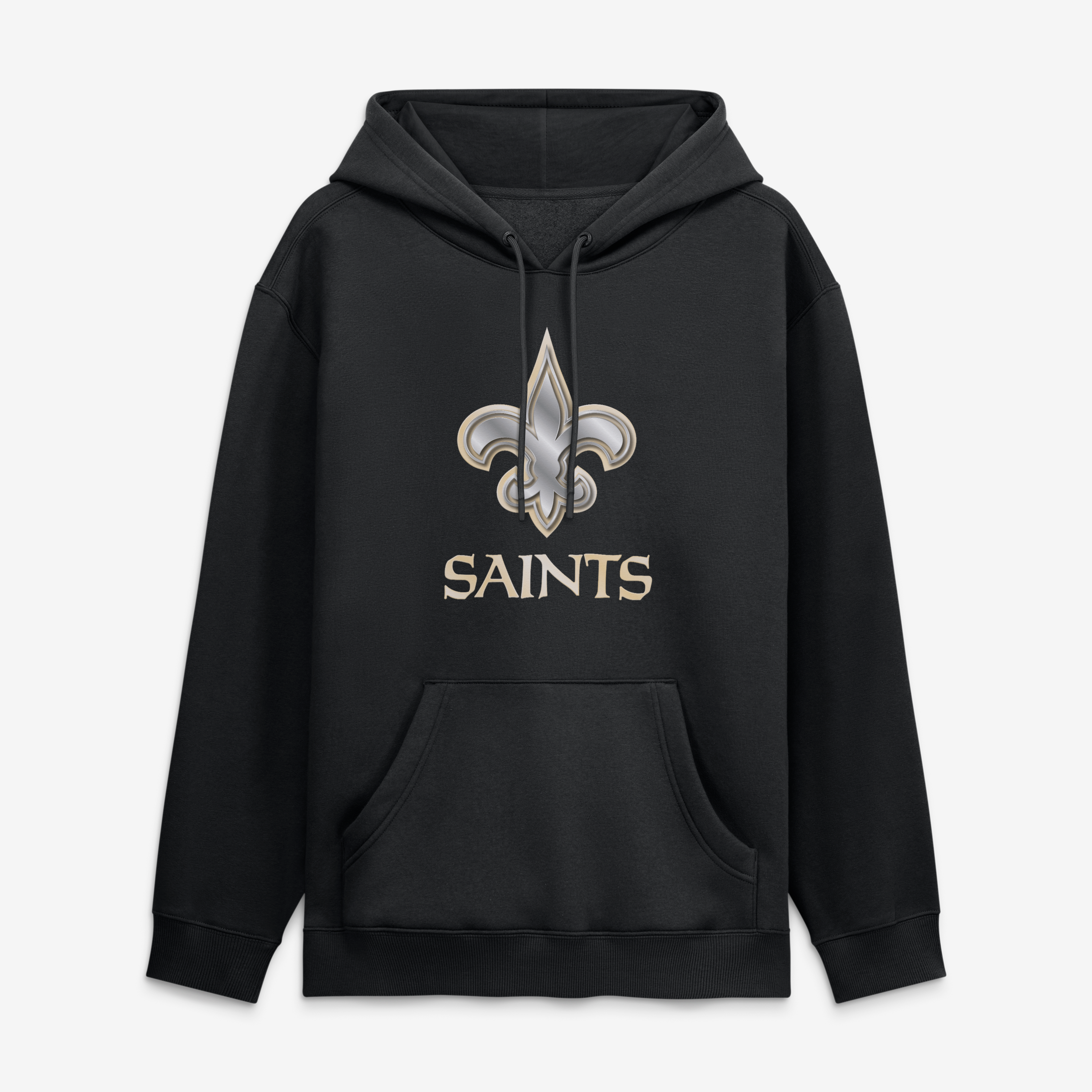 Sweat à capuche noir pour homme avec la mascotte métallique des Saints de Nouvelle-Orléans