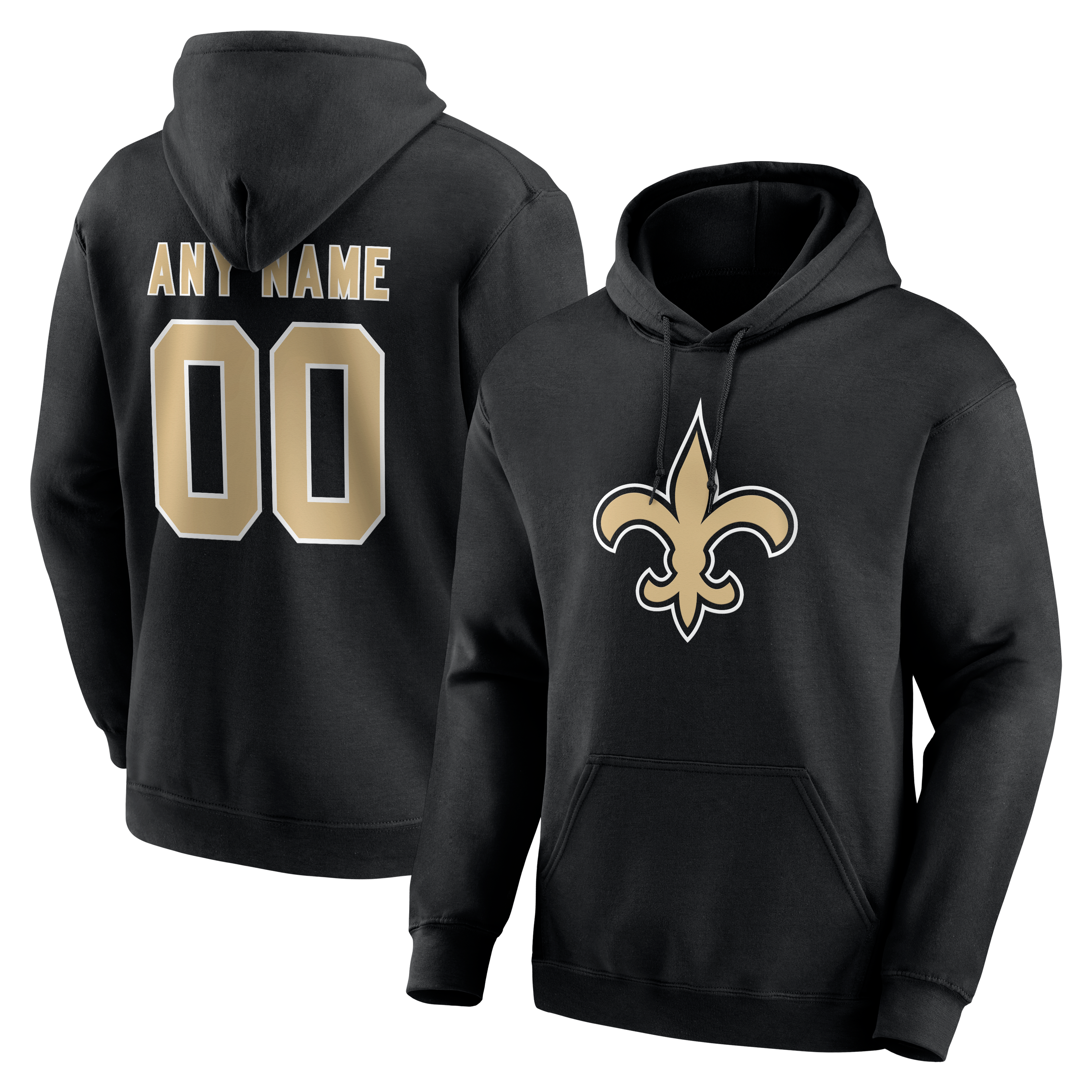 Men's Black New Orleans Saints Team Authentic Personalized Name & Number Hoodie