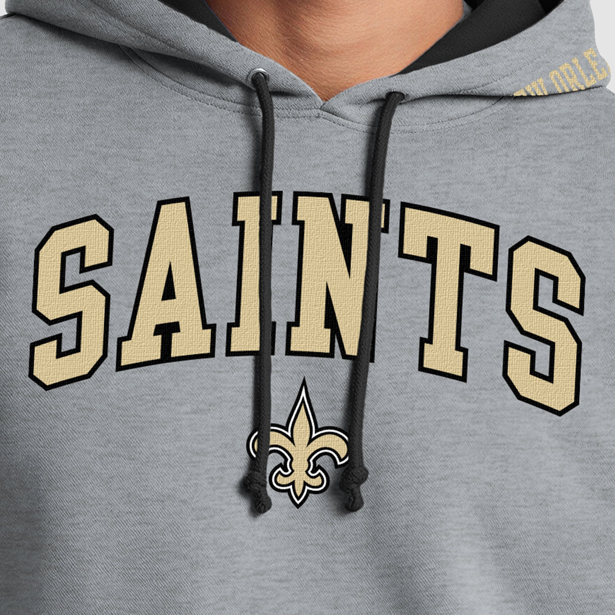 Men's Champion Heather Gray/Black New Orleans Saints Contrast Hoodie