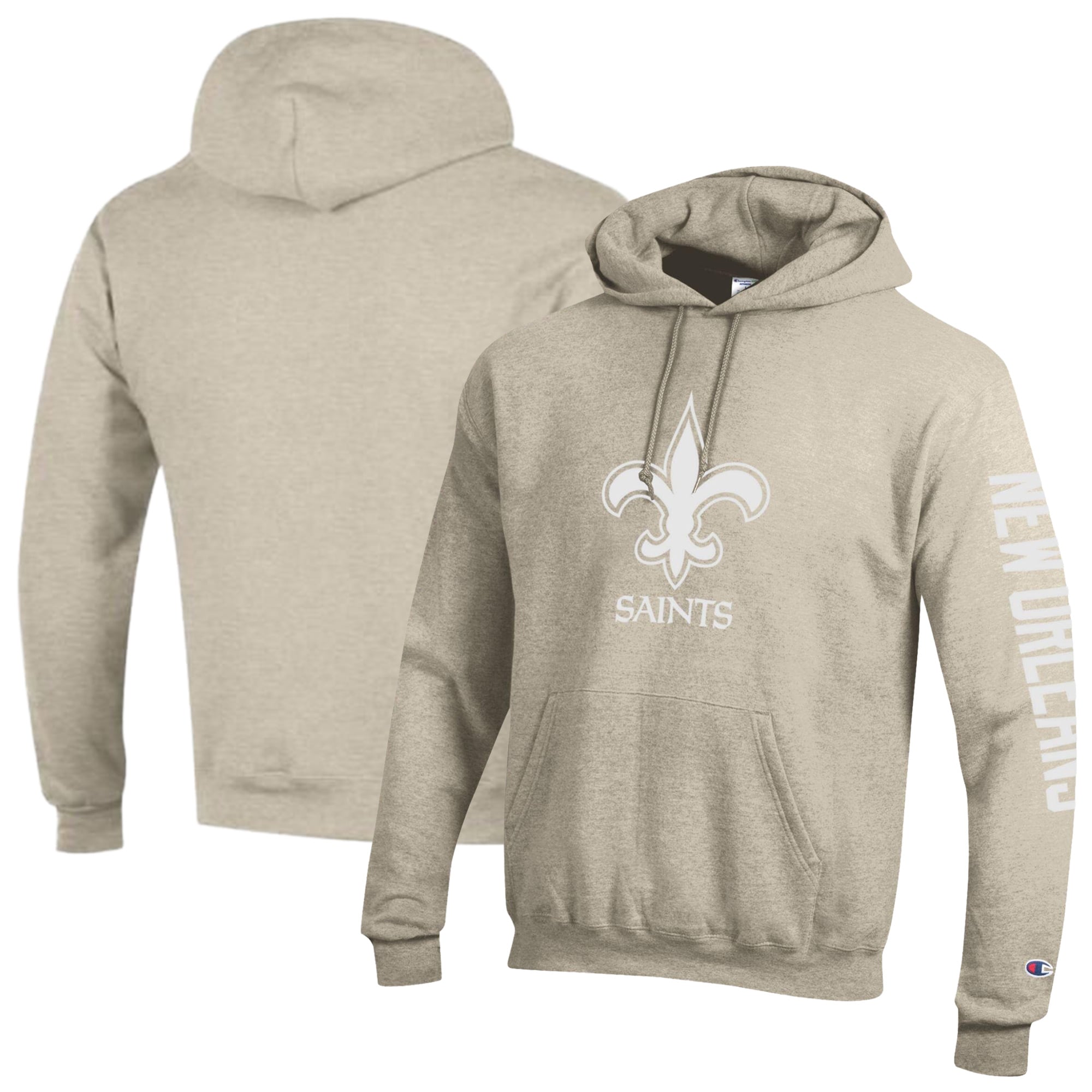 Men's Champion Oatmeal New Orleans Saints Powerblend Hoodie