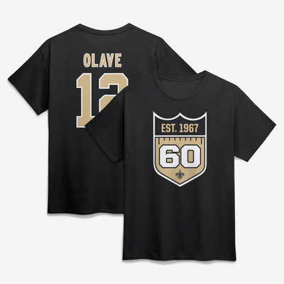 Chris Olave New Orleans Saints 60th Season Player Name & Number T-Shirt - Black