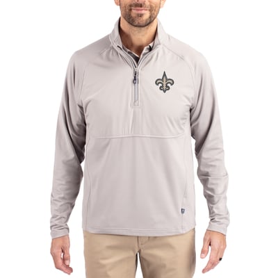 New Orleans Saints Cutter & Buck Adapt Eco Knit Hybrid Recycled Quarter-Zip Raglan Jacket - Gray