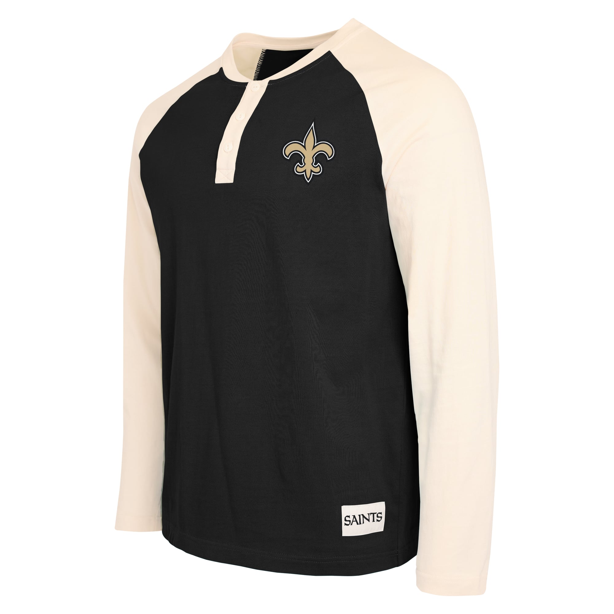 Men's Darius Rucker Collection by Fanatics Black/Cream New Orleans Saints Henley Long Sleeve T-Shirt