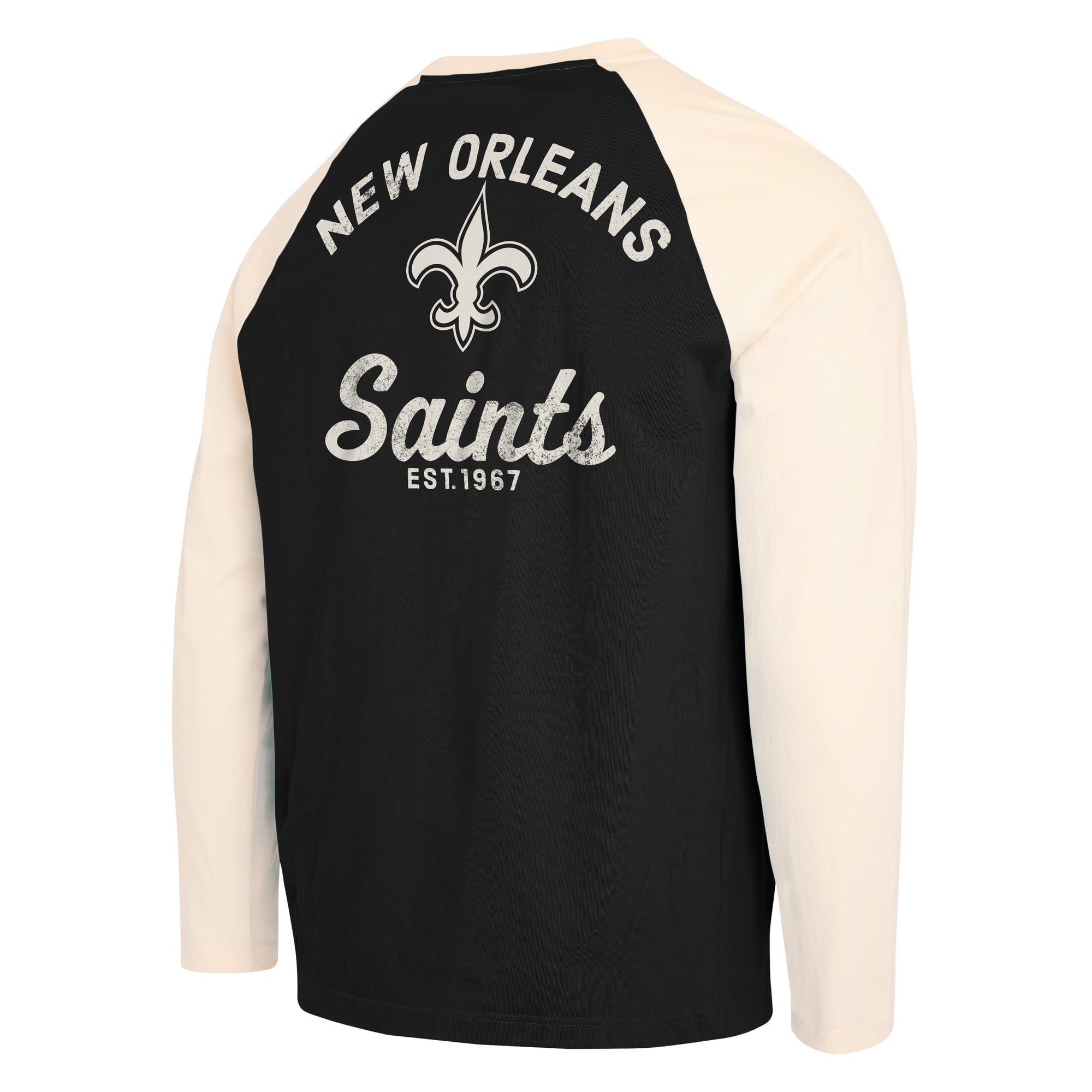 Men's Darius Rucker Collection by Fanatics Black/Cream New Orleans Saints Henley Long Sleeve T-Shirt