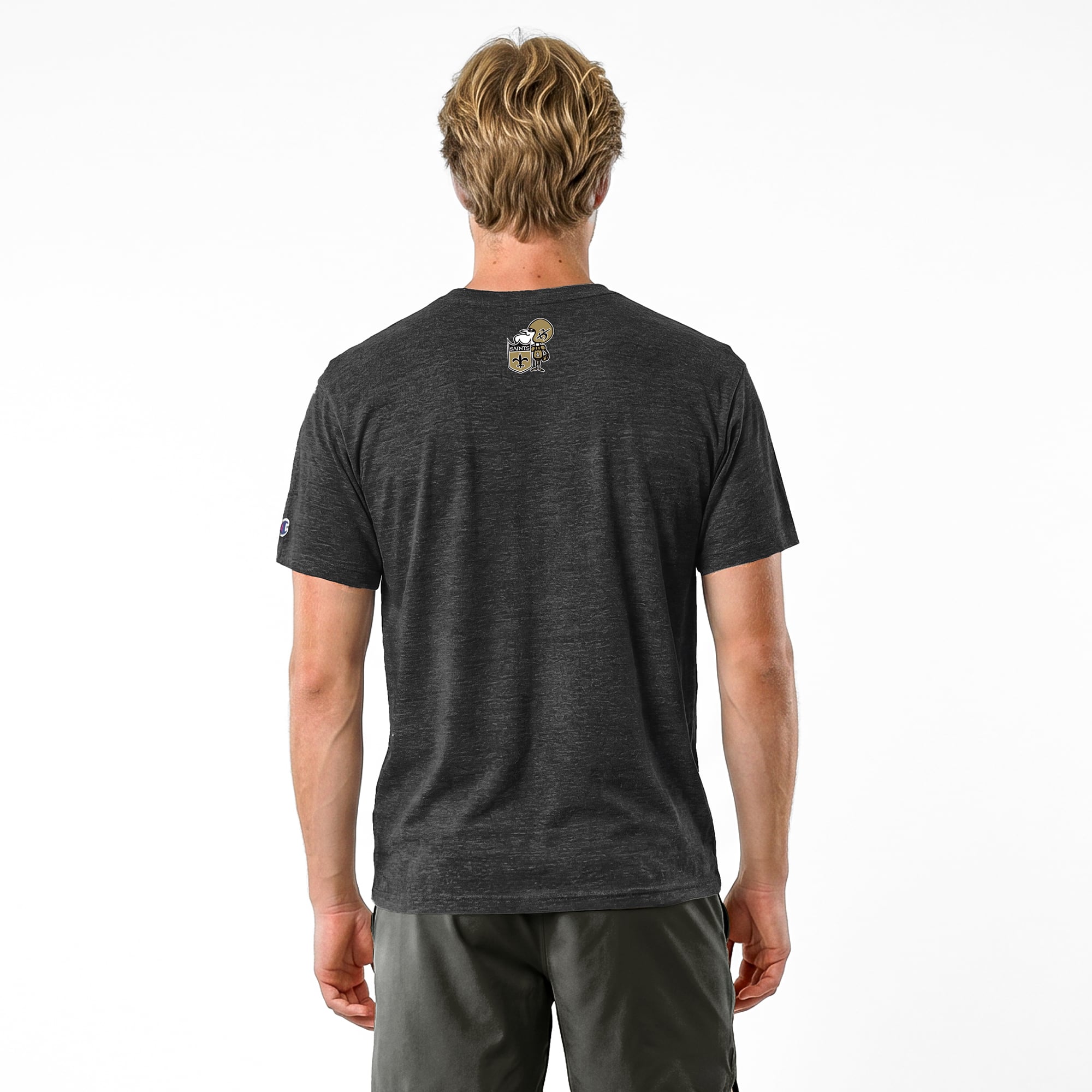 T-shirt homme Disney x Champion noir New Orleans Saints Louis en mélange de trois matières