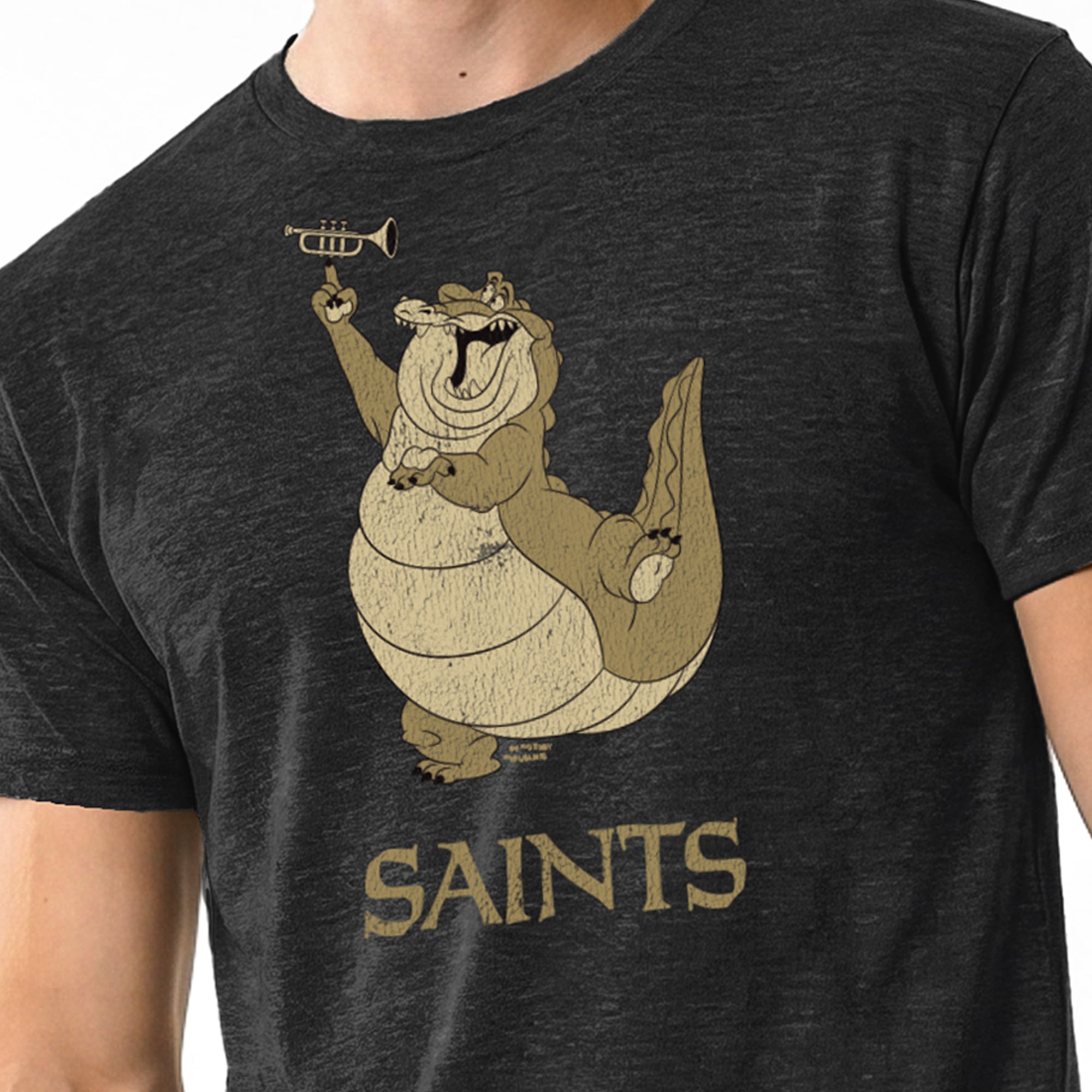 T-shirt homme Disney x Champion noir New Orleans Saints Louis en mélange de trois matières