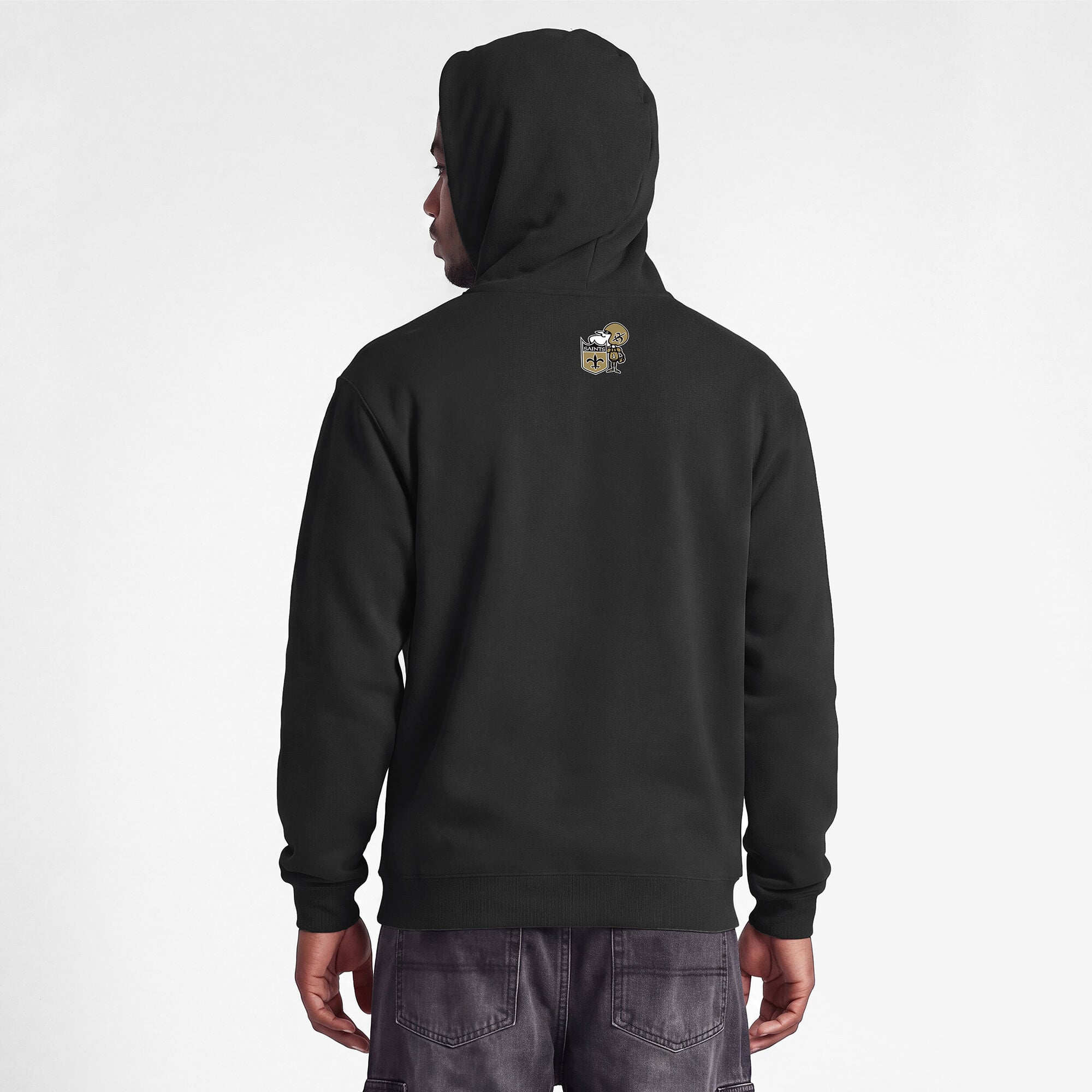 Sweat-shirt à capuche intégral noir Disney x Champion New Orleans Saints pour homme