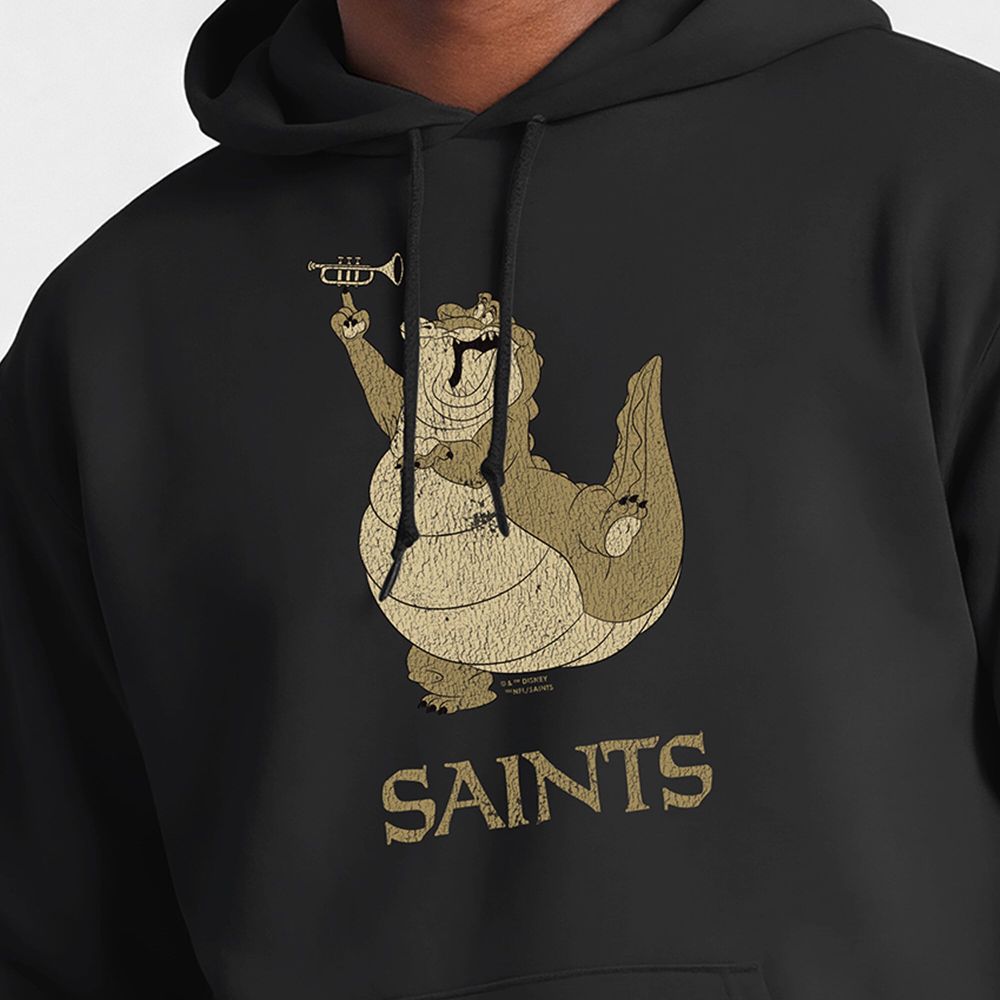 Sweat-shirt à capuche intégral noir Disney x Champion New Orleans Saints pour homme