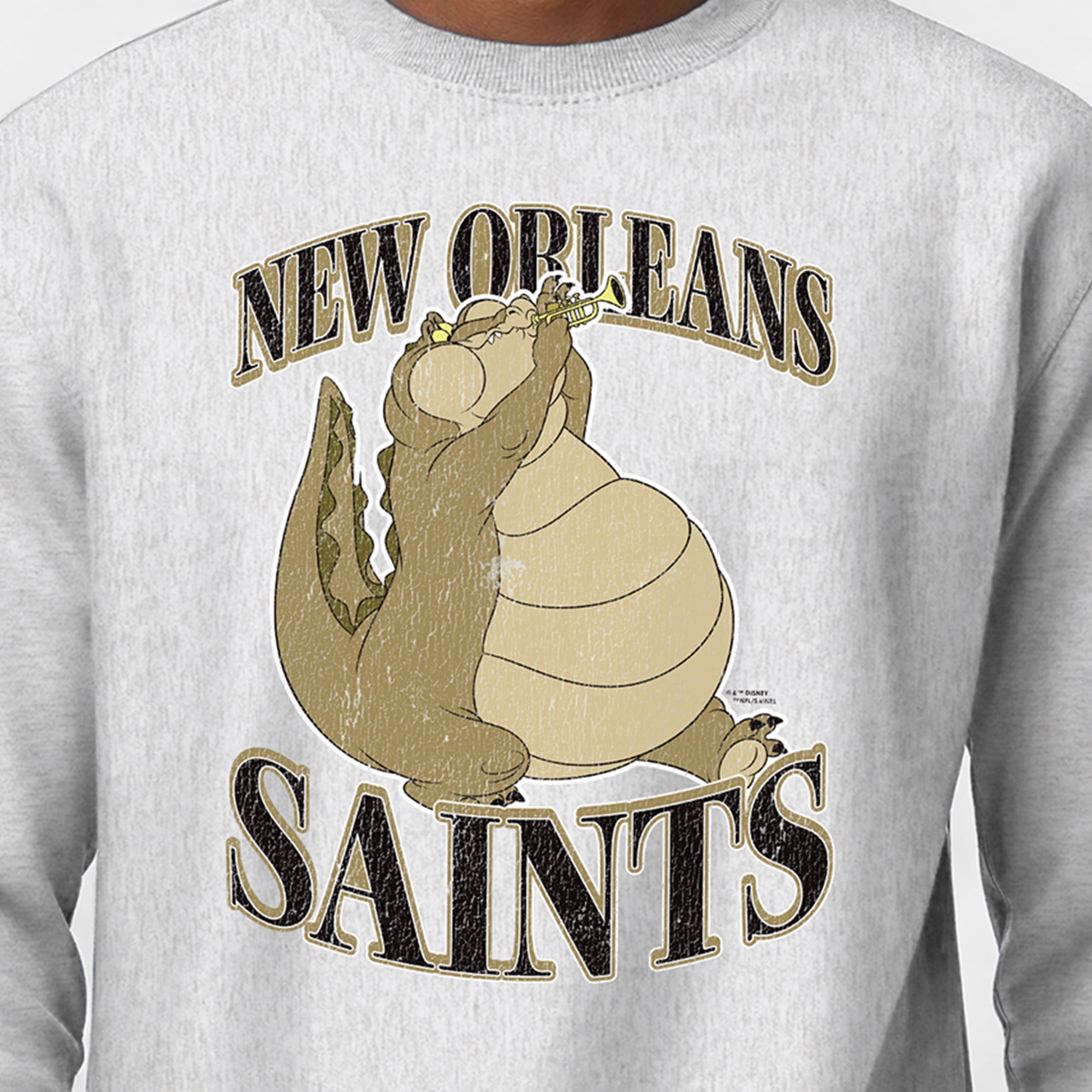 Men's Disney x Champion Heather Gray New Orleans Saints Louis Reverse Weave Sweatshirt