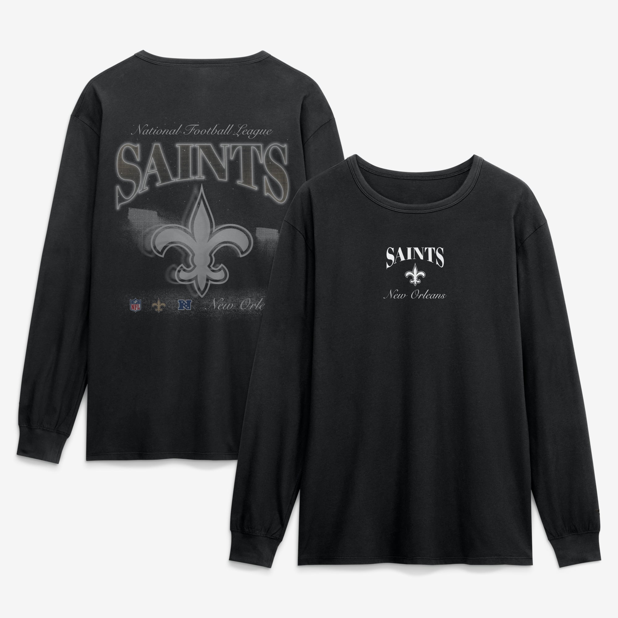 Men's Fanatics Black New Orleans Saints Midnight Falls Long Sleeve T-Shirt