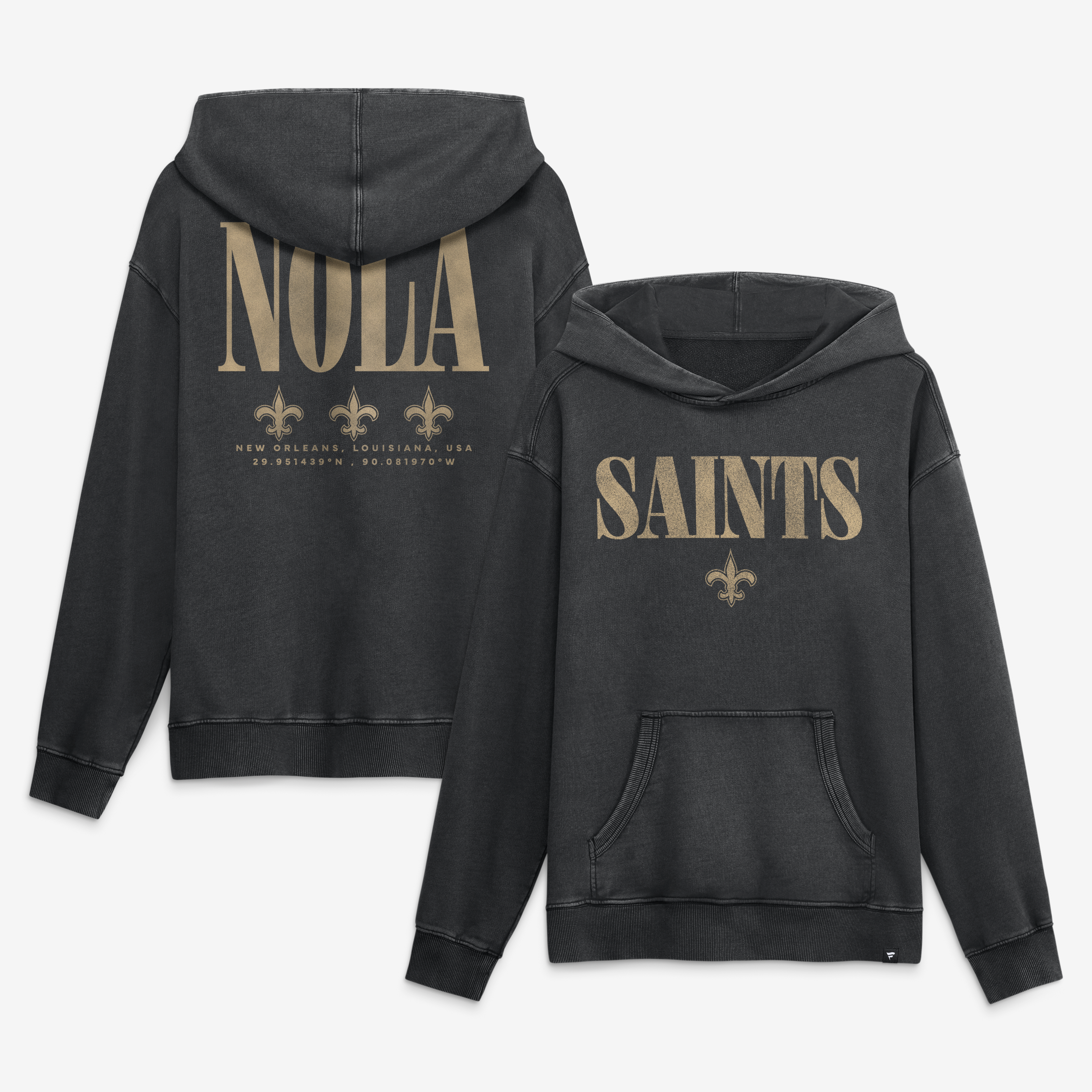 Men's Fanatics Black New Orleans Saints Relaxed Intense Rivalry French Terry Hoodie