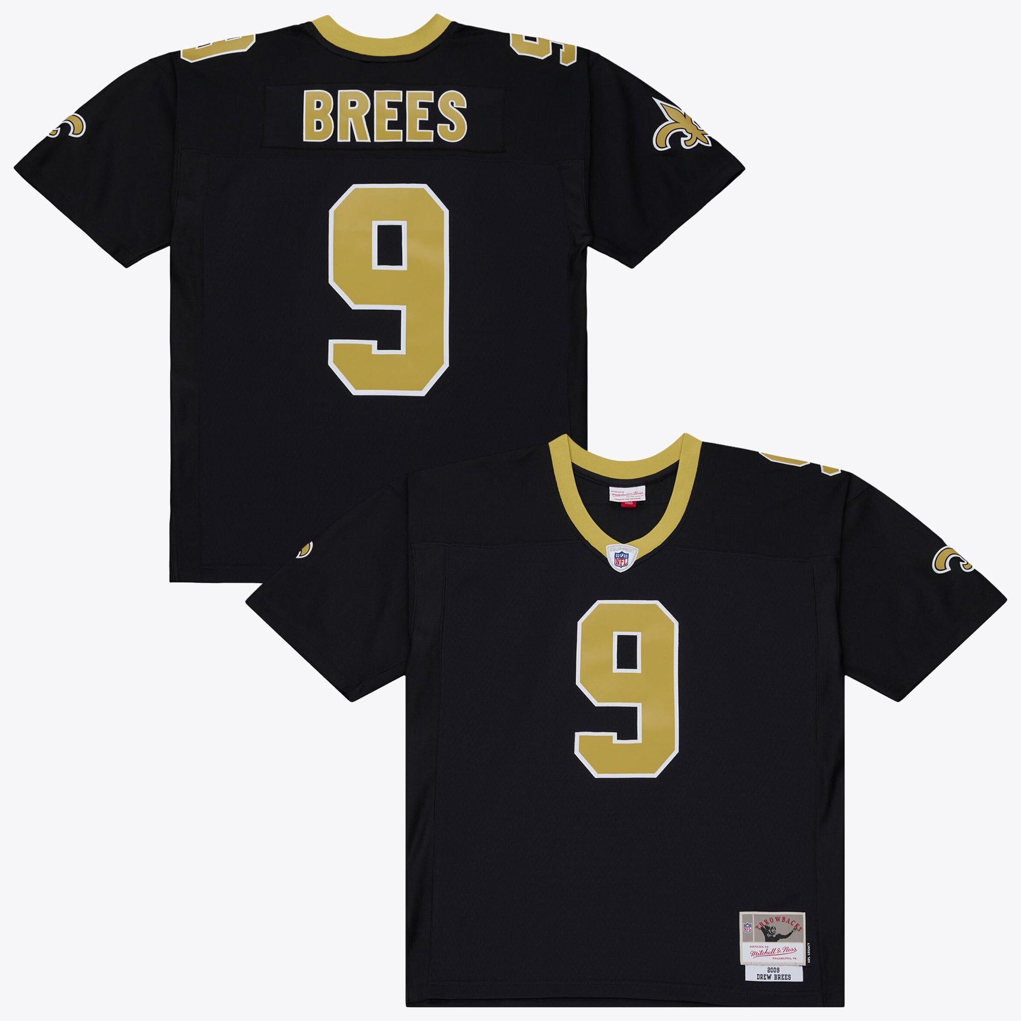 Maillot Mitchell & Ness Drew Brees noir New Orleans Saints 2009 Legacy pour homme