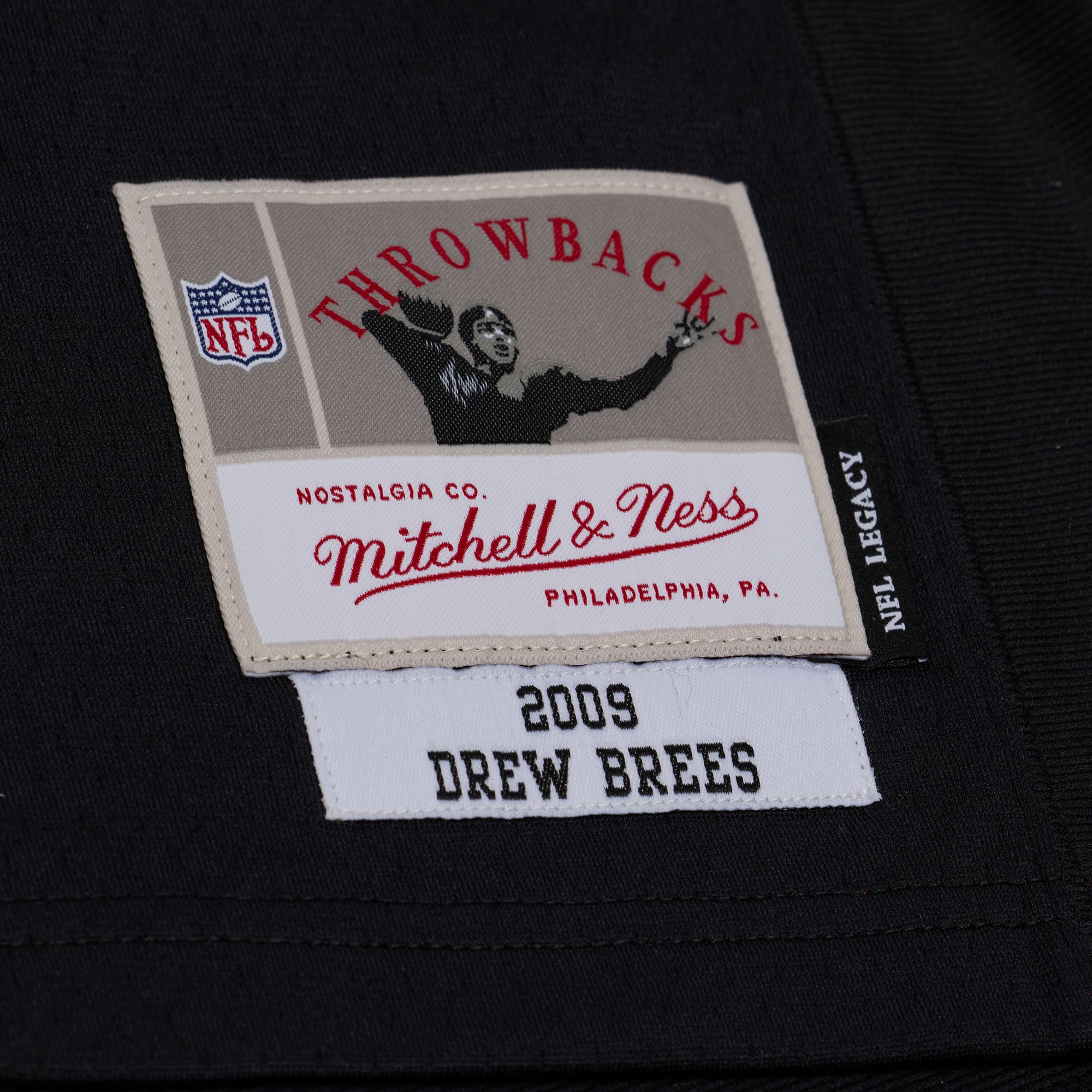 Maillot Mitchell & Ness Drew Brees noir New Orleans Saints, grandes tailles, édition 2009, joueur retraité