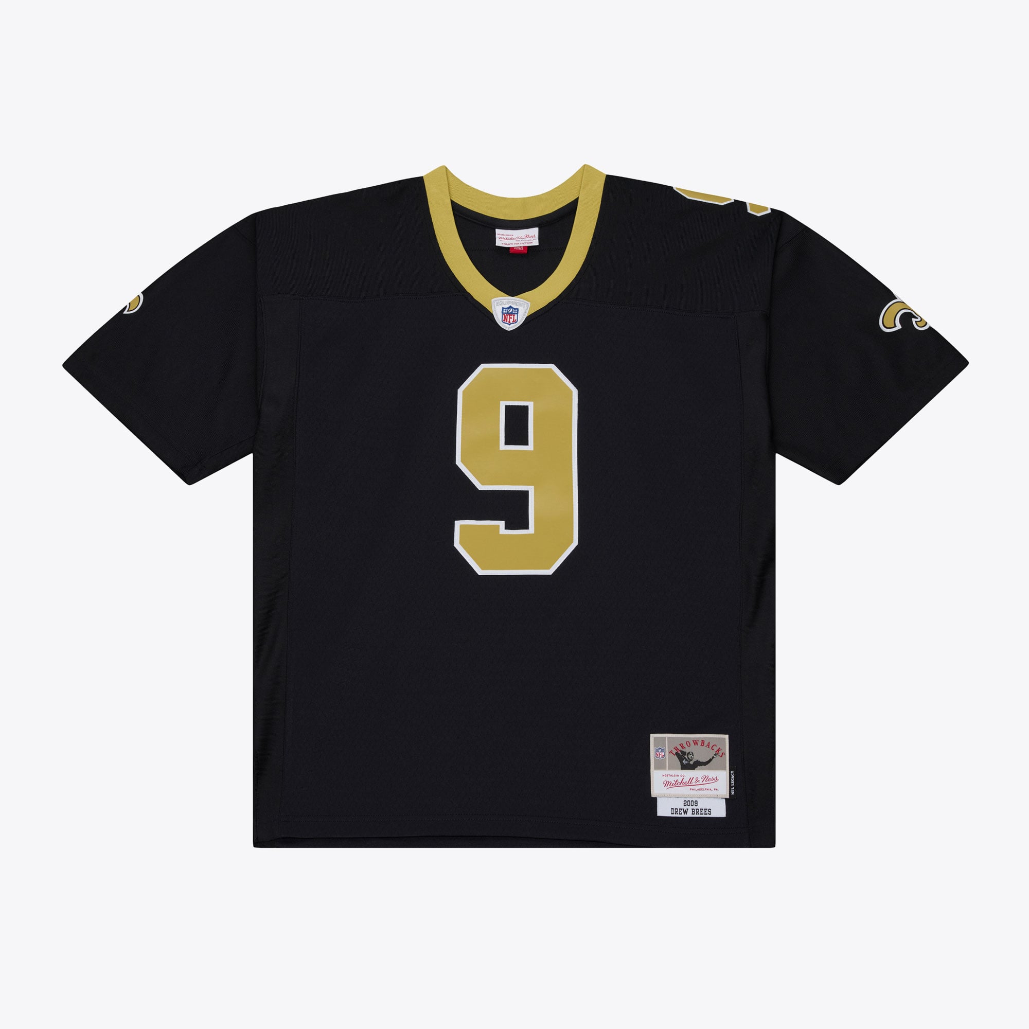 Maillot Mitchell & Ness Drew Brees noir New Orleans Saints, grandes tailles, édition 2009, joueur retraité