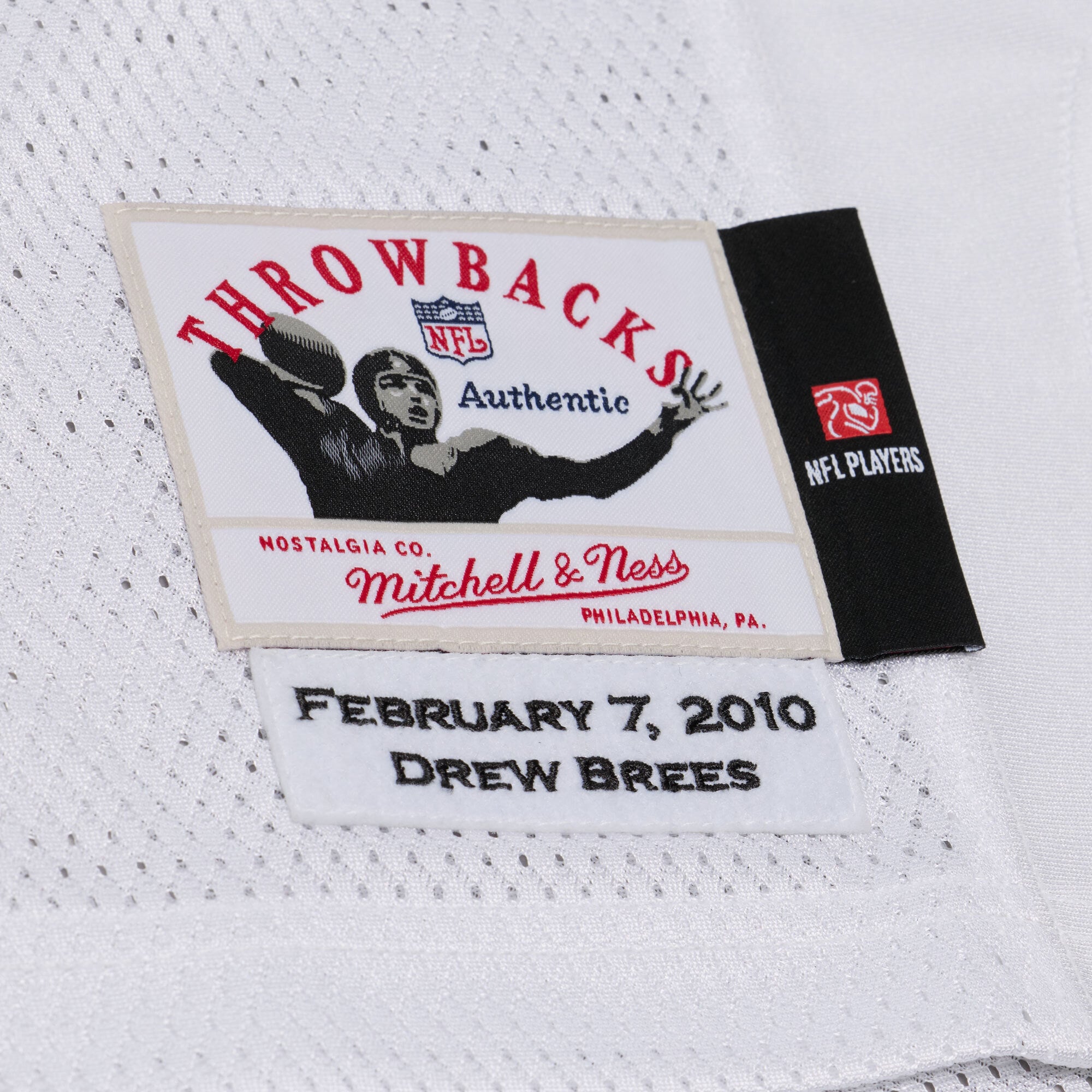 Maillot authentique Mitchell & Ness Drew Brees blanc des Saints de la Nouvelle-Orléans, Super Bowl XLIV, pour homme