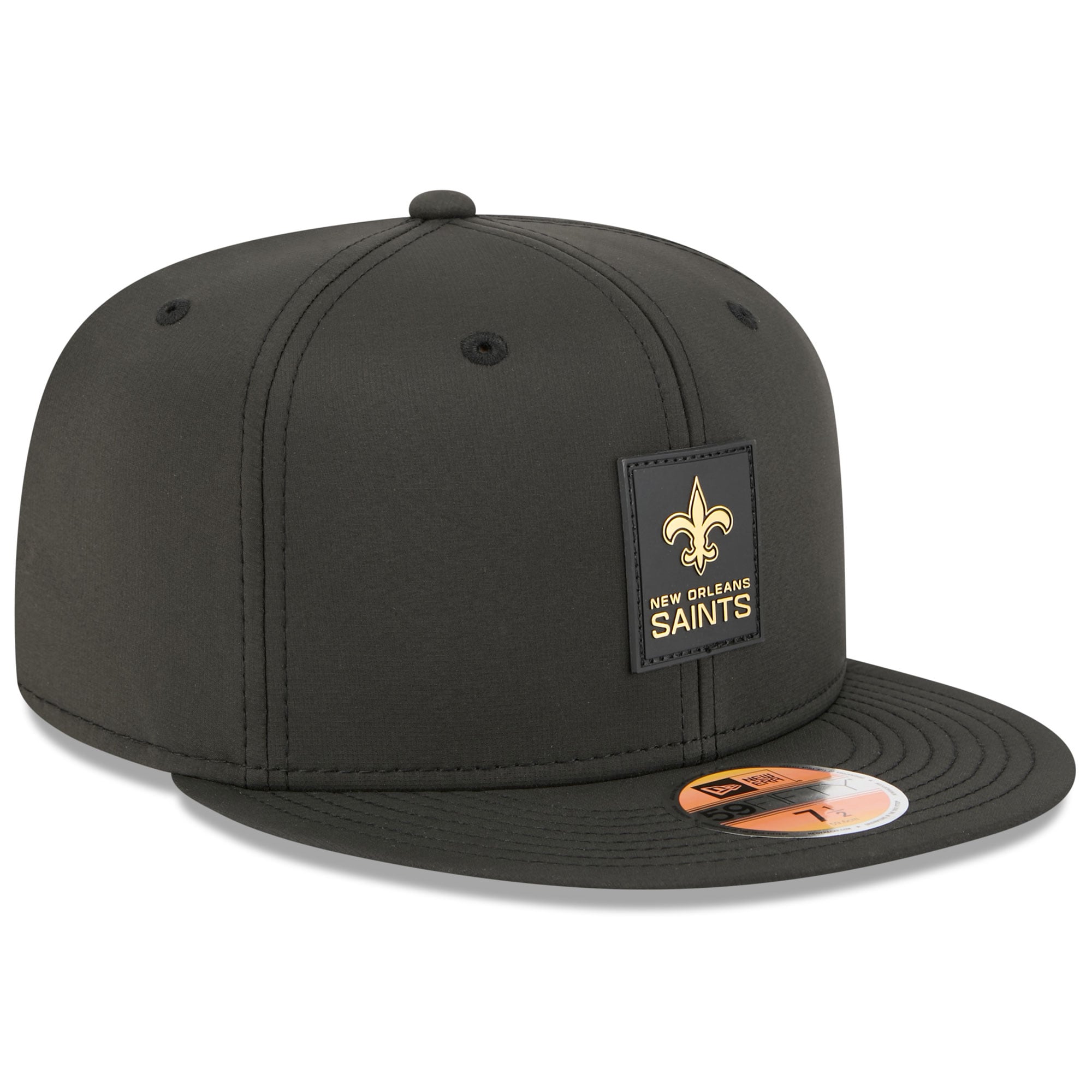 Casquette ajustée New Era noire Orleans Saints 2025 Sideline Quill Tech 59FIFTY pour homme