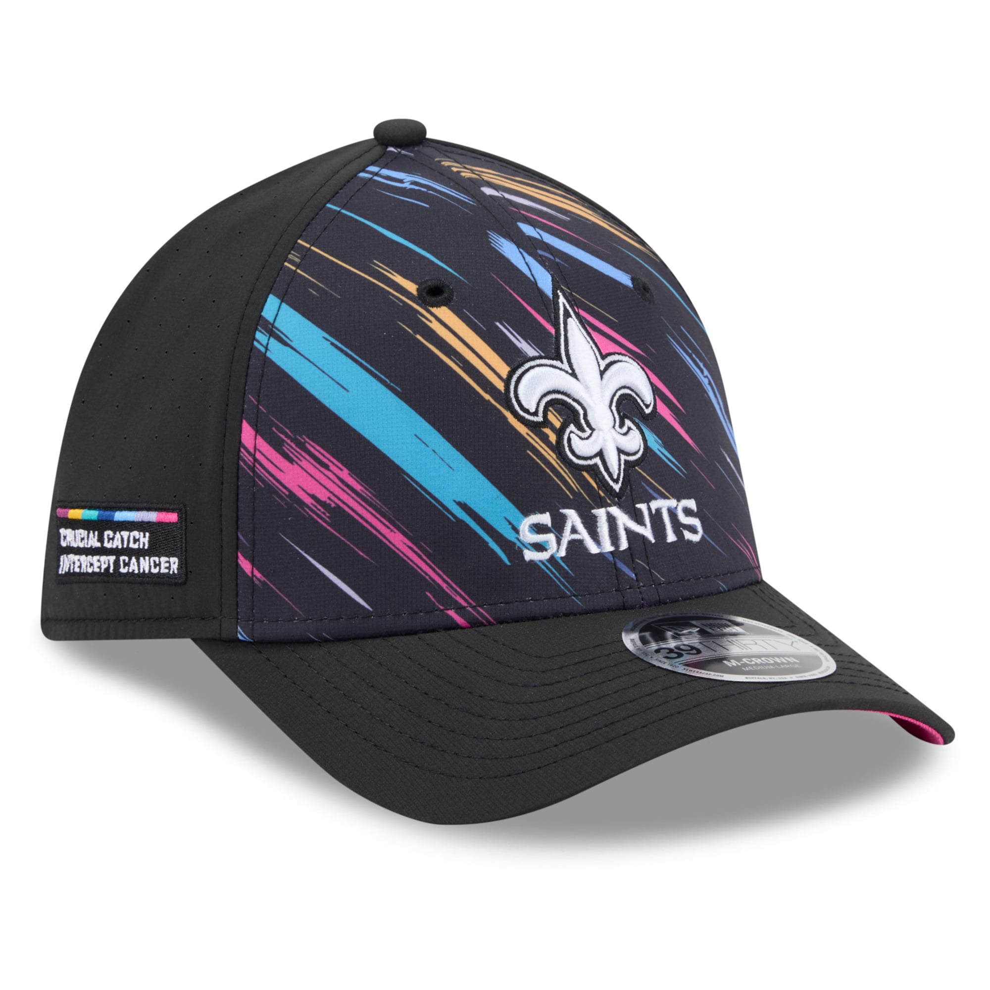 Men's New Era Black Orleans Saints 2026 NFL Crucial Catch 39THIRTY M-Crown Stretch Hat