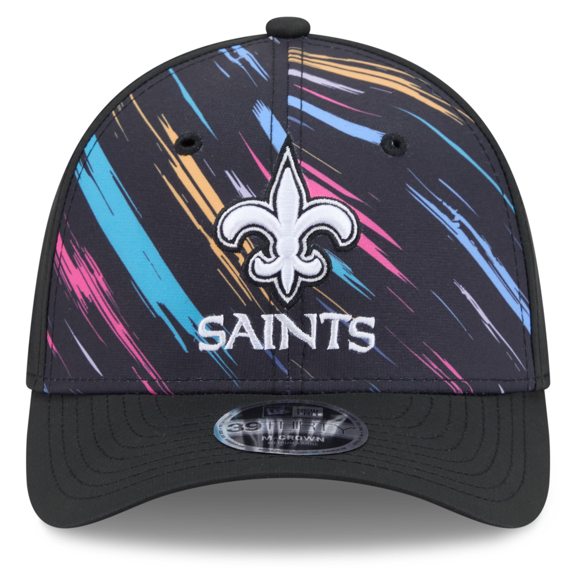 Men's New Era Black Orleans Saints 2026 NFL Crucial Catch 39THIRTY M-Crown Stretch Hat