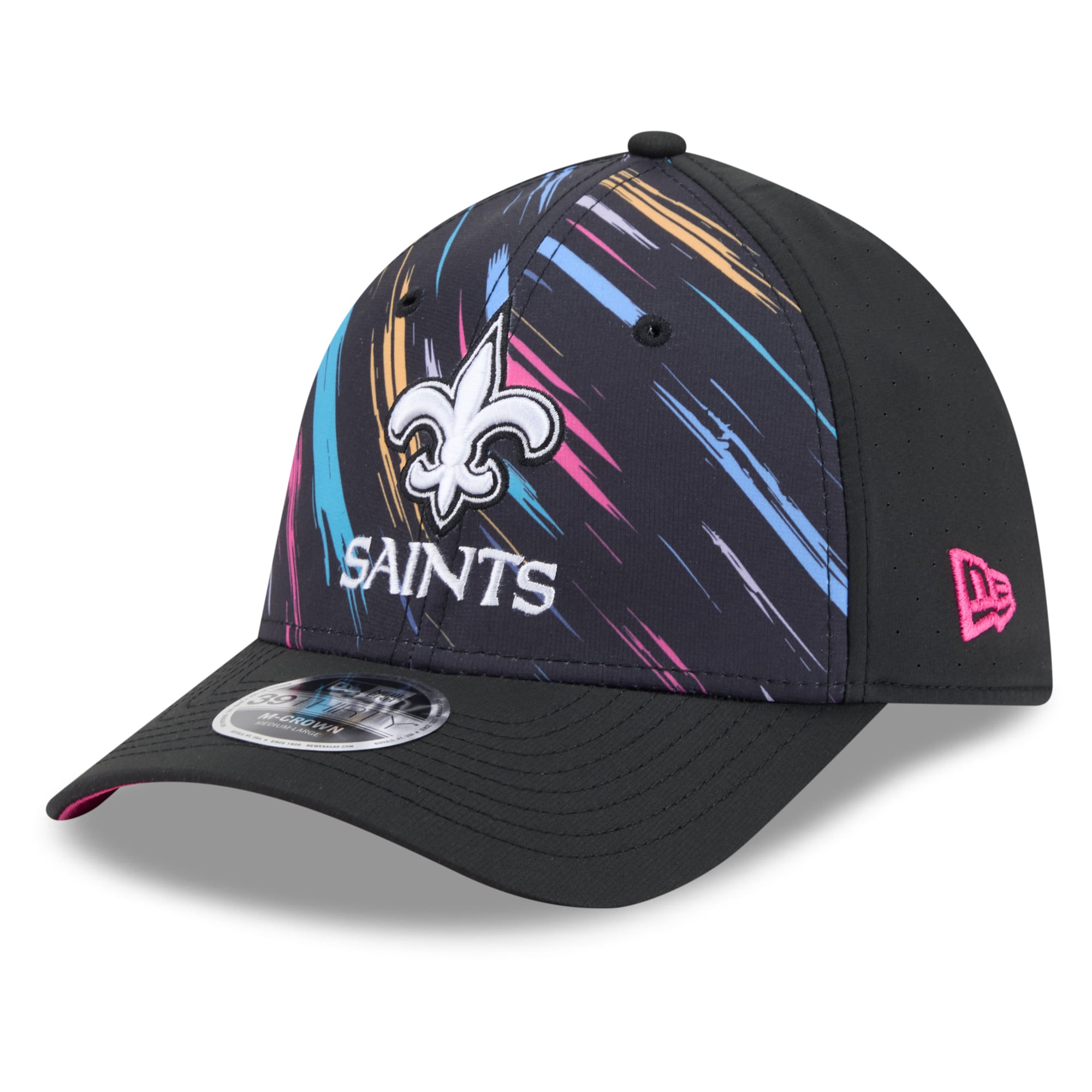 Men's New Era Black Orleans Saints 2026 NFL Crucial Catch 39THIRTY M-Crown Stretch Hat