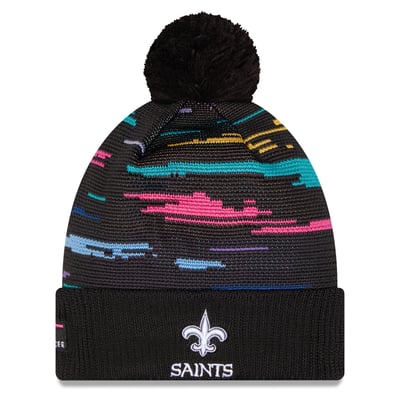 New Orleans Saints New Era 2026 NFL Crucial Catch Cuffed Knit Hat with Pom - Black