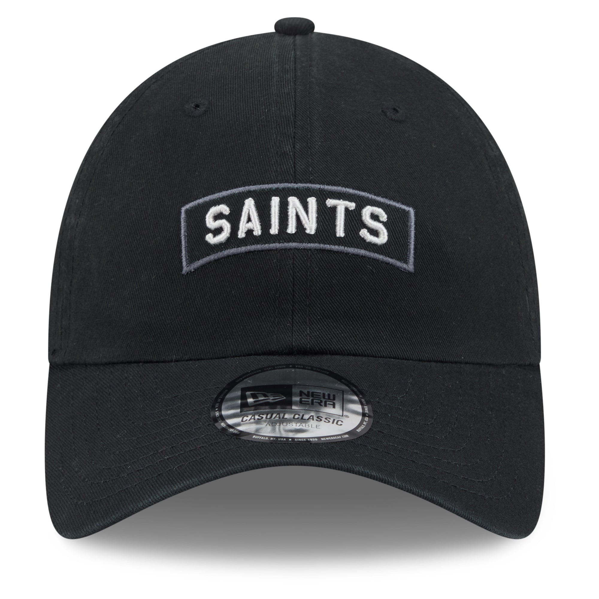 Casquette New Era noire pour homme, modèle New Orleans Saints 2026 Salute To Service, style classique décontracté et ajustable