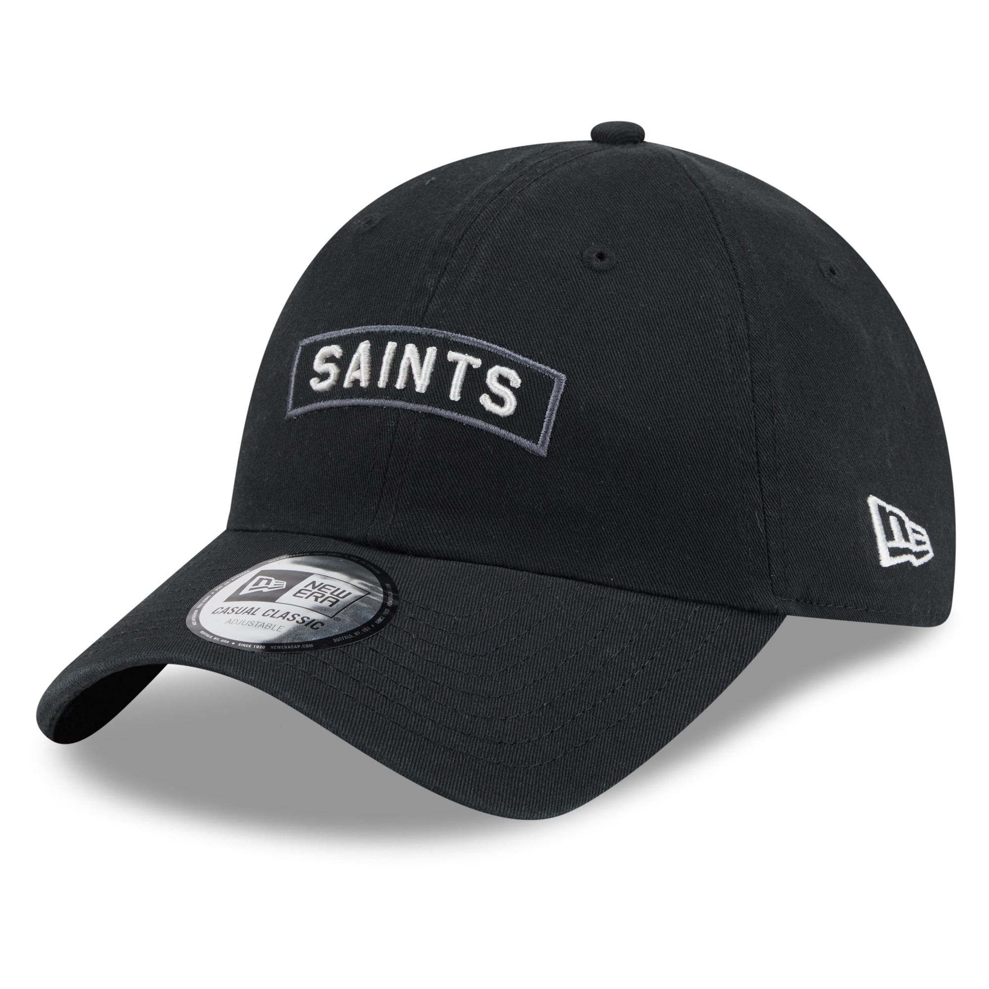 Casquette New Era noire pour homme, modèle New Orleans Saints 2026 Salute To Service, style classique décontracté et ajustable