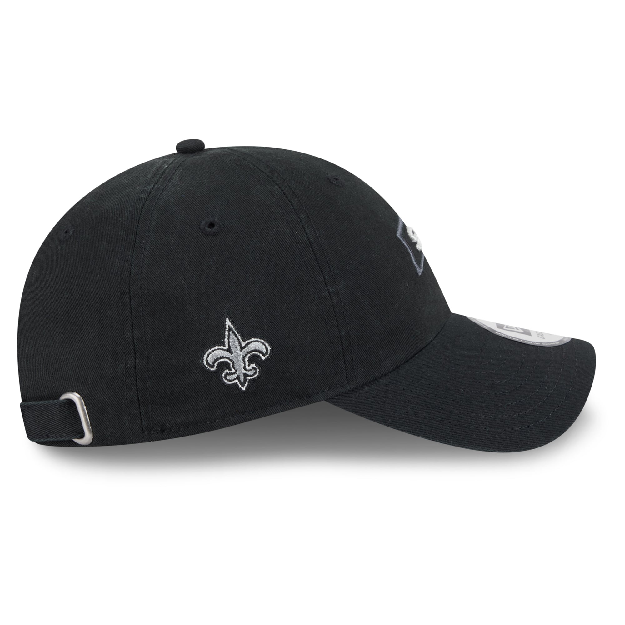 Casquette New Era noire pour homme, modèle New Orleans Saints 2026 Salute To Service, style classique décontracté et ajustable
