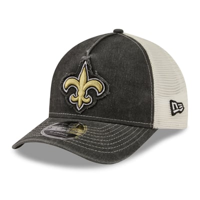  New Orleans Saints New Era Fan 9FORTY A-Frame Trucker Adjustable Hat - Black