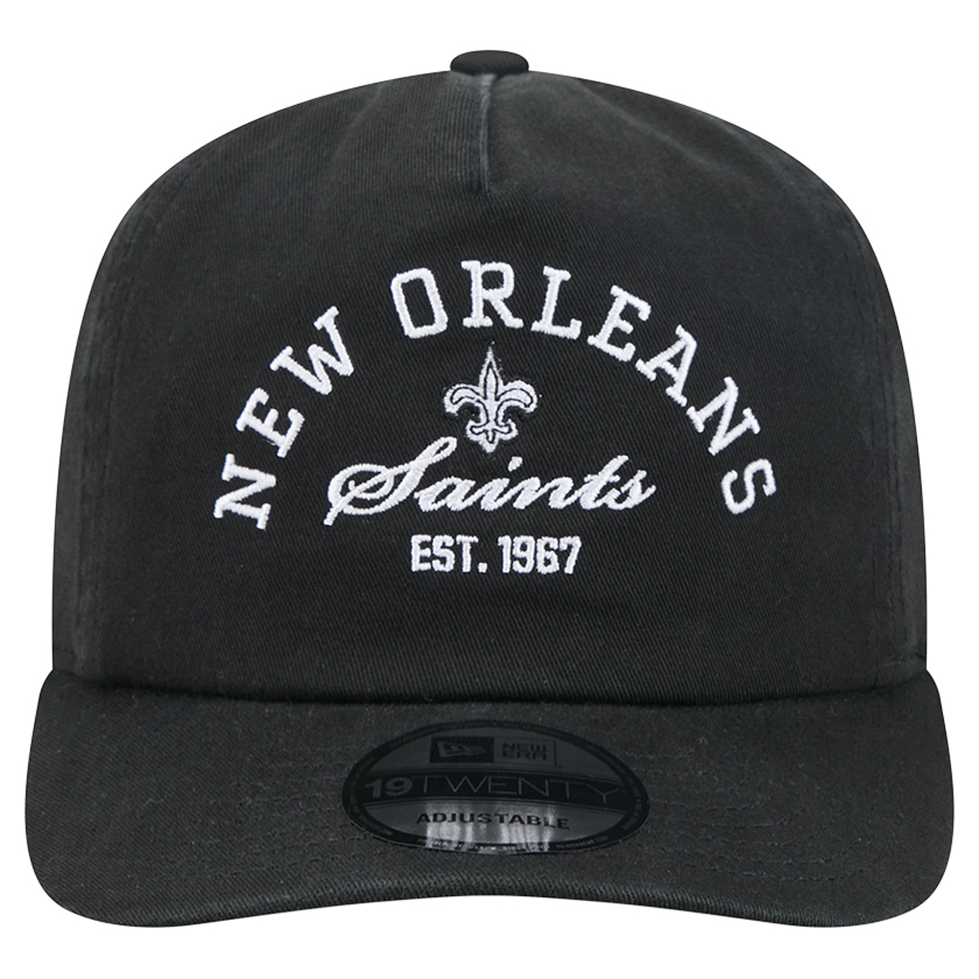 Men's New Era Black New Orleans Saints Stacked 19TWENTY Adjustable Hat