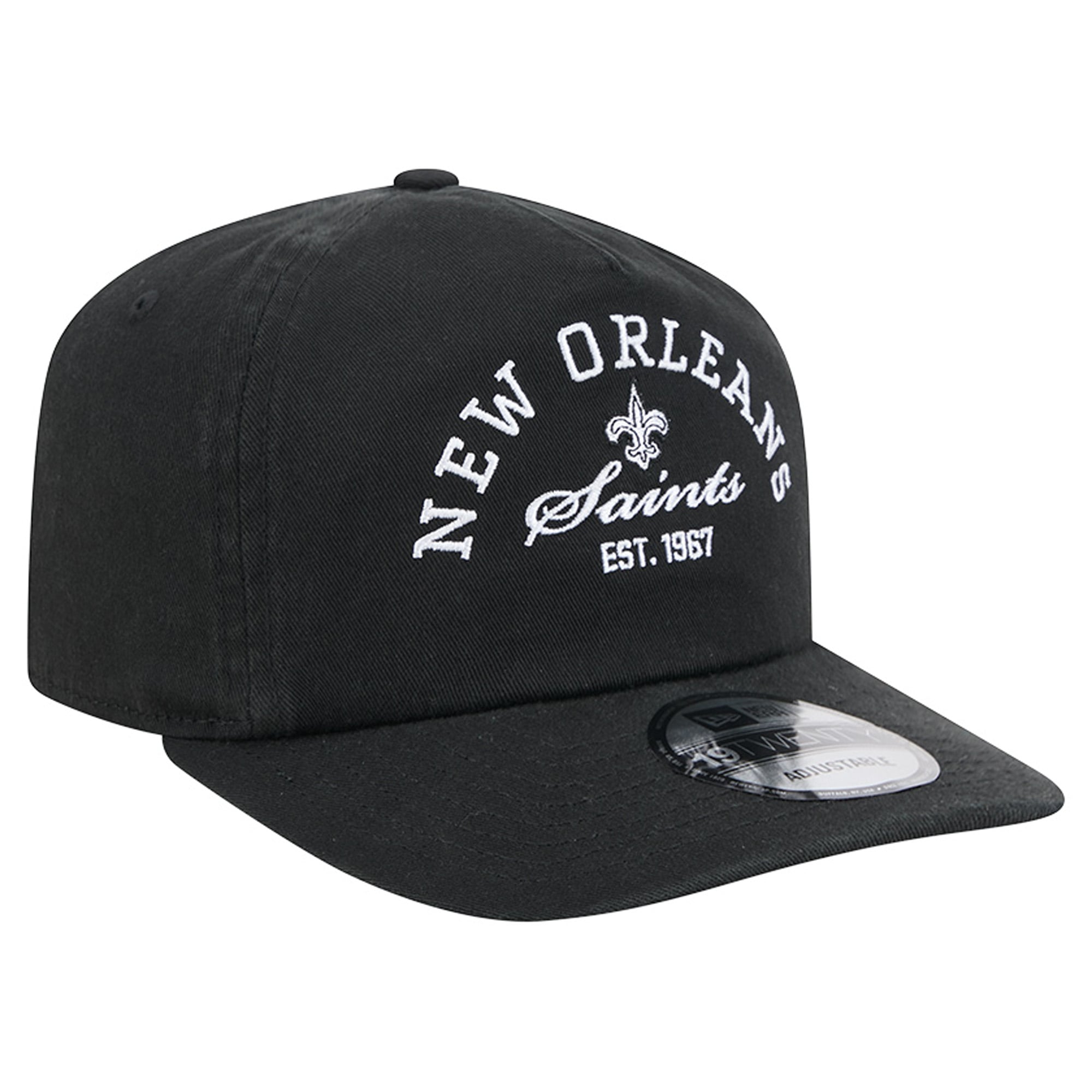 Men's New Era Black New Orleans Saints Stacked 19TWENTY Adjustable Hat