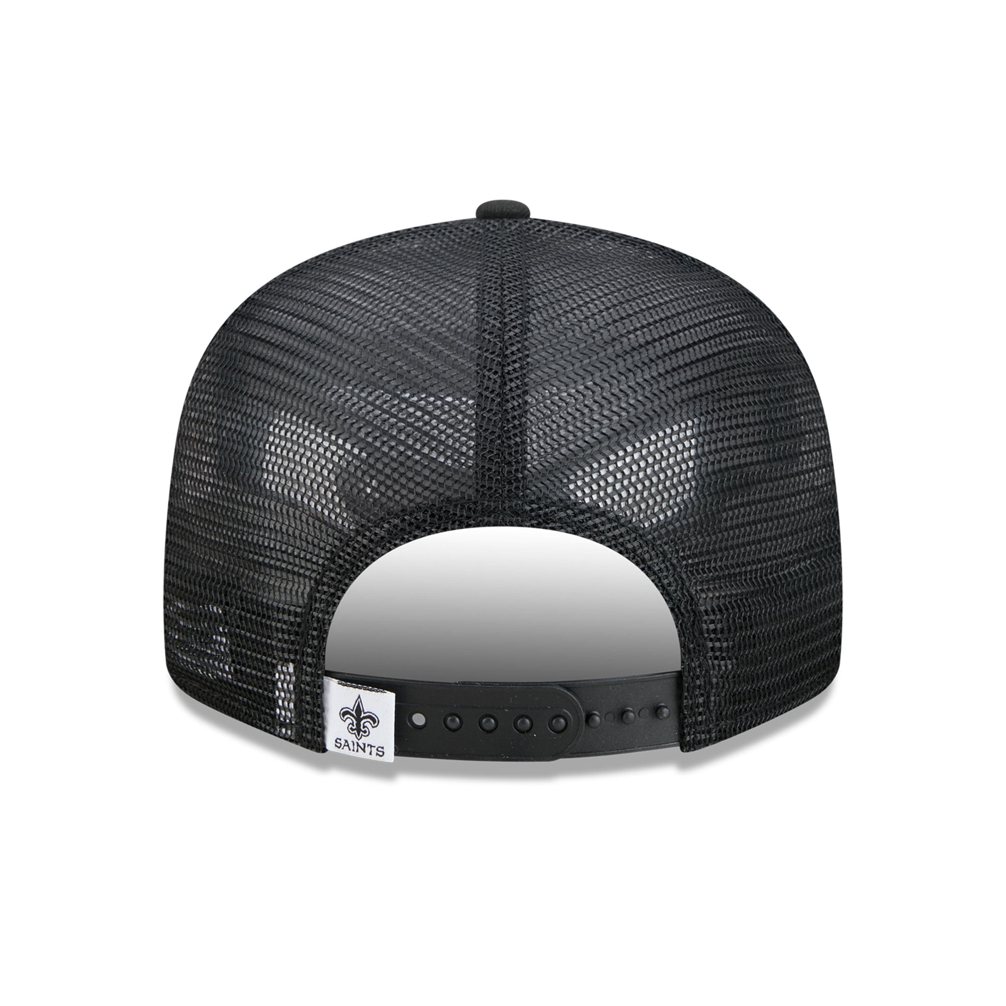 Casquette trucker snapback New Era 9FIFTY noire et blanche pour homme, motif Saints de la Nouvelle-Orléans