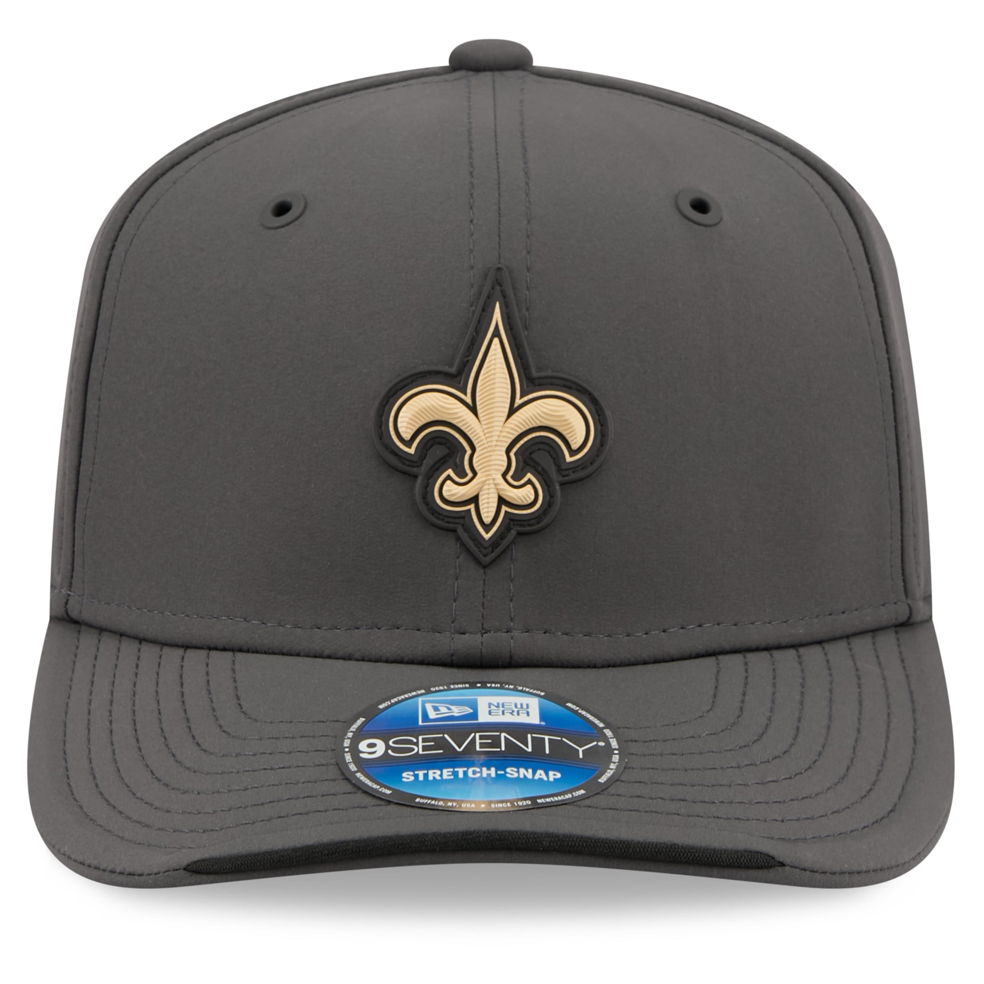 Casquette ajustable New Era Charcoal New Orleans Saints 2026 Sideline pour temps froid 9SEVENTY