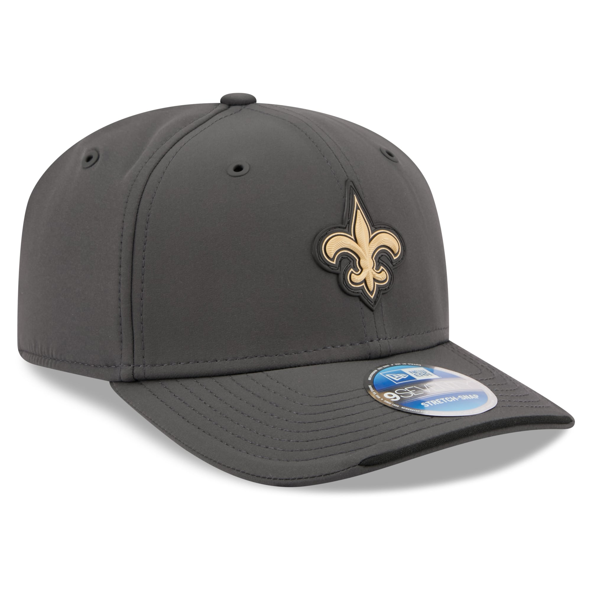 Casquette ajustable New Era Charcoal New Orleans Saints 2026 Sideline pour temps froid 9SEVENTY
