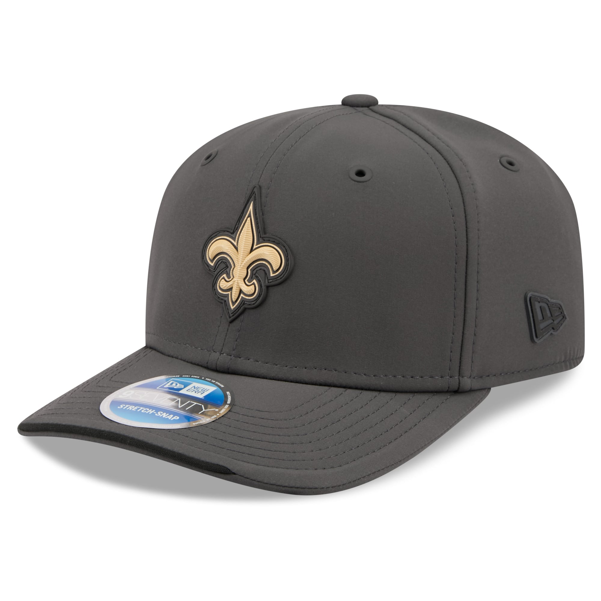 Casquette ajustable New Era Charcoal New Orleans Saints 2026 Sideline pour temps froid 9SEVENTY