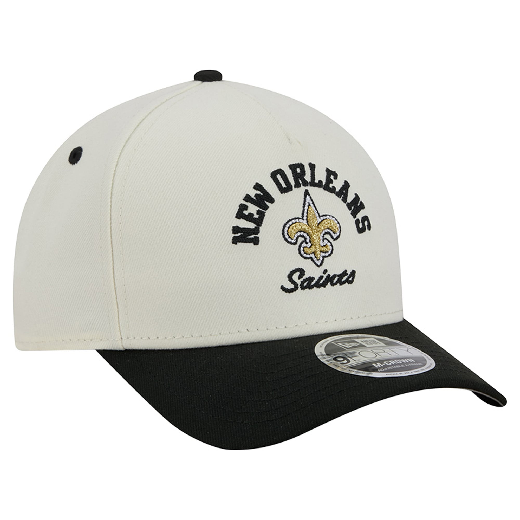 Casquette ajustable New Era crème/noire New Orleans Saints Arch 9FORTY A-Frame M-Crown pour homme