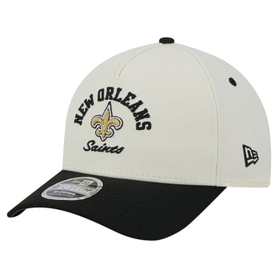 New Orleans Saints New Era Arch 9FORTY A-Frame M-Crown Adjustable Hat - Cream/Black