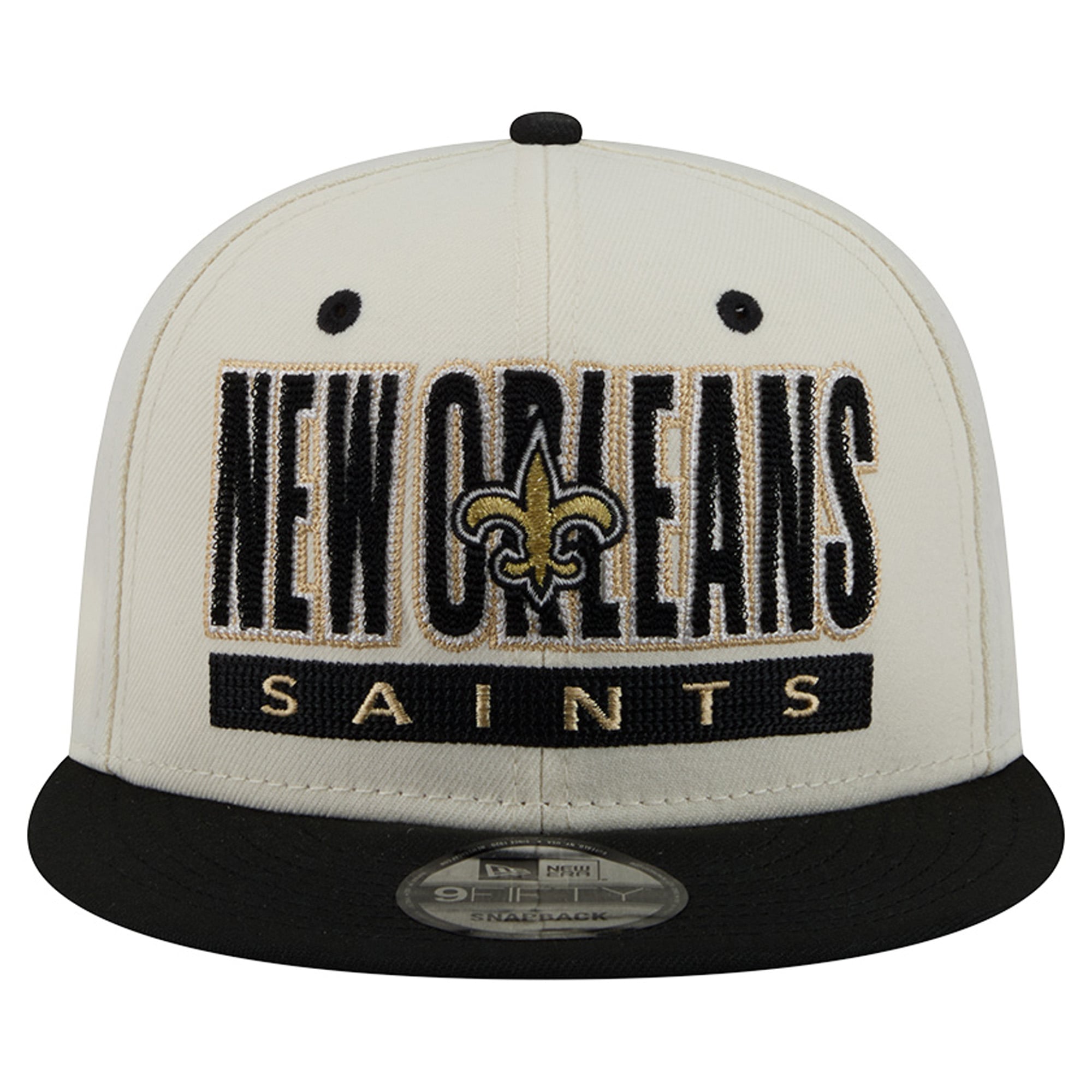 Men's New Era Cream/Black New Orleans Saints Classic 9FIFTY Snapback Hat