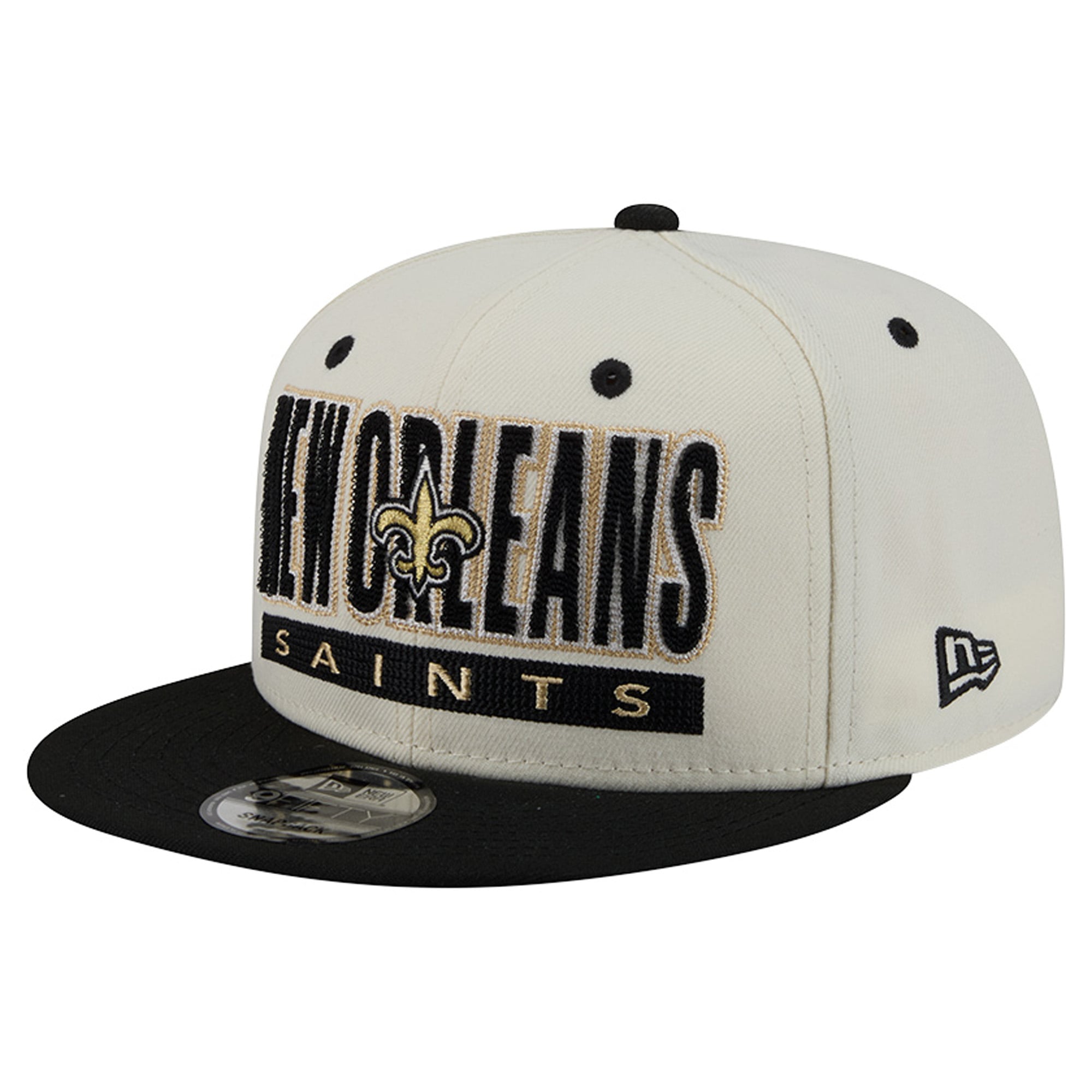 Men's New Era Cream/Black New Orleans Saints Classic 9FIFTY Snapback Hat