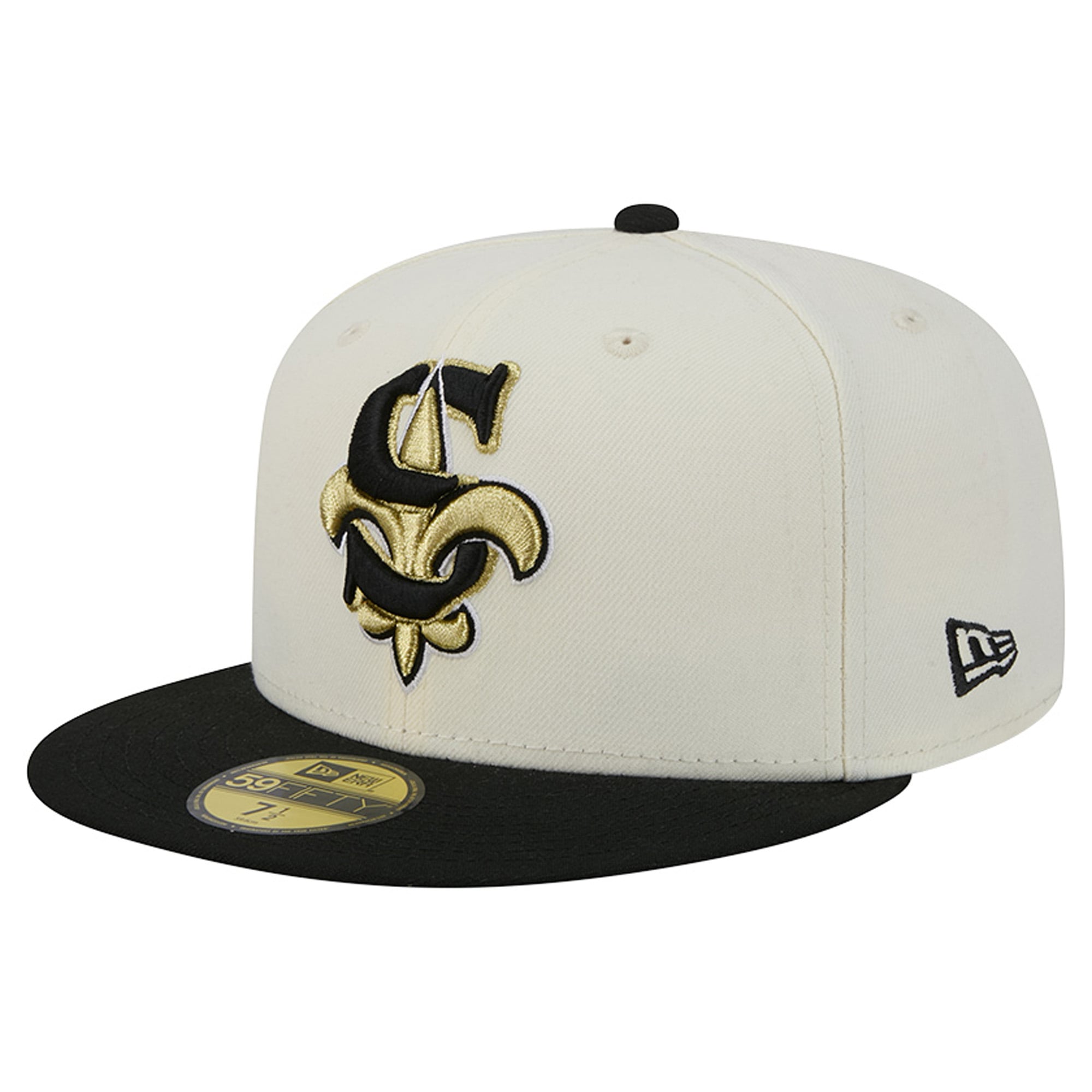 Men's New Era Cream/Black Orleans Saints Deceptor 59FIFTY Fitted Hat