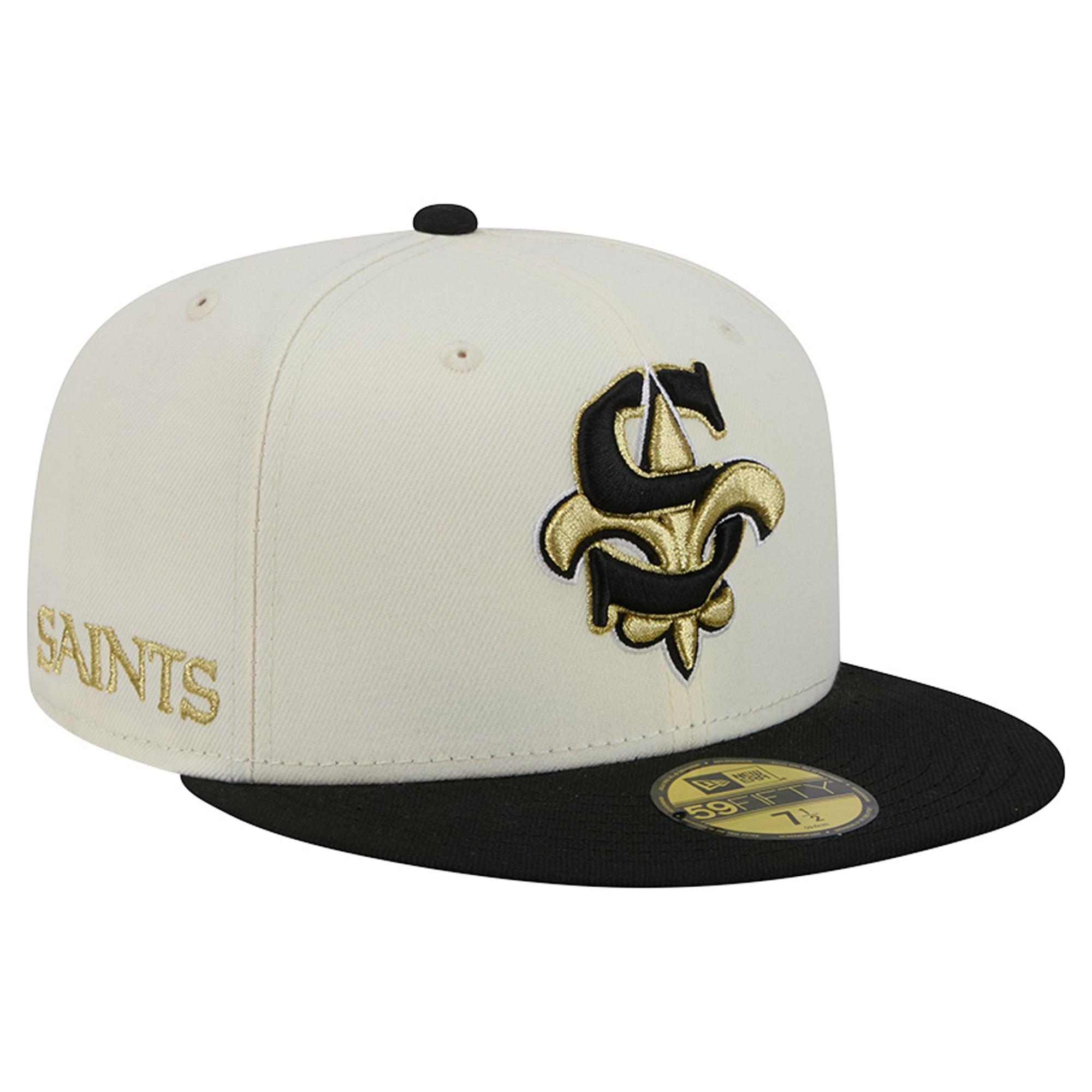Men's New Era Cream/Black Orleans Saints Deceptor 59FIFTY Fitted Hat