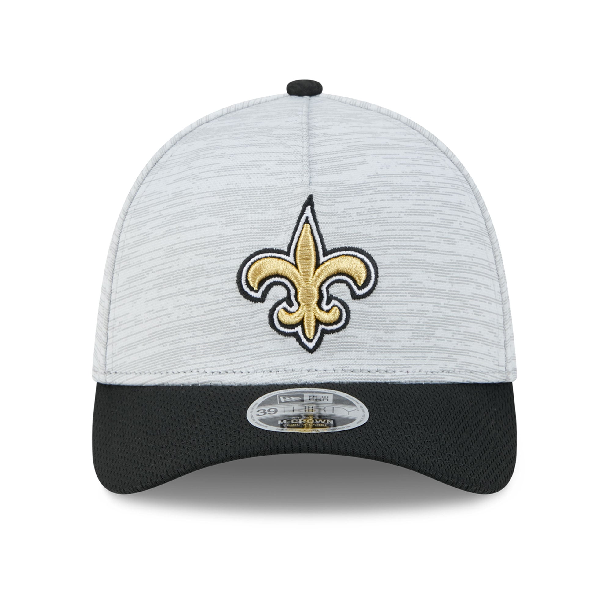 Casquette New Era Flex grise/noire pour homme, modèle Orleans Saints Tech M-Crown A-Frame 39THIRTY
