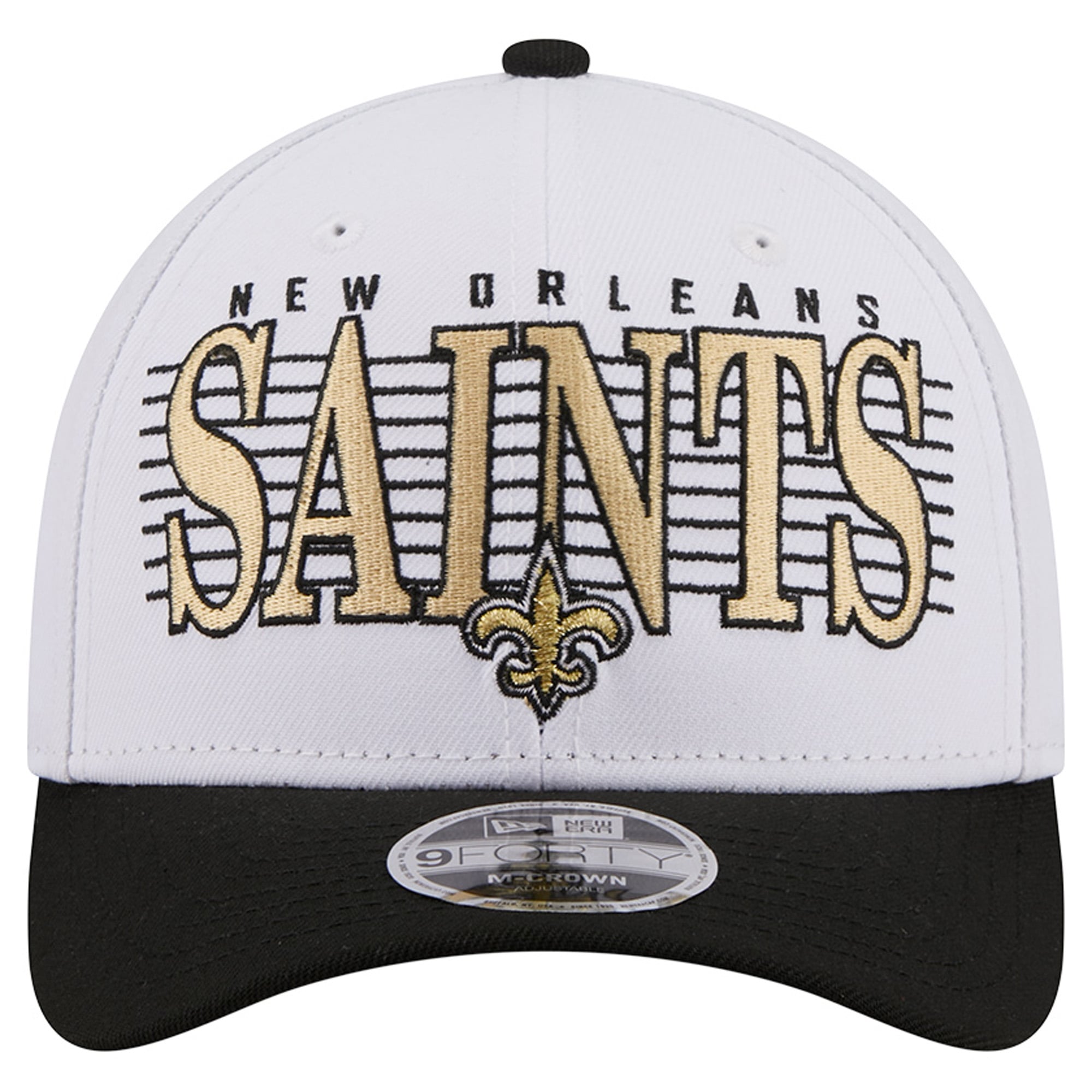 Casquette ajustable New Era blanche pour homme, modèle Loyal 9FORTY M-Crown des Saints de la Nouvelle-Orléans