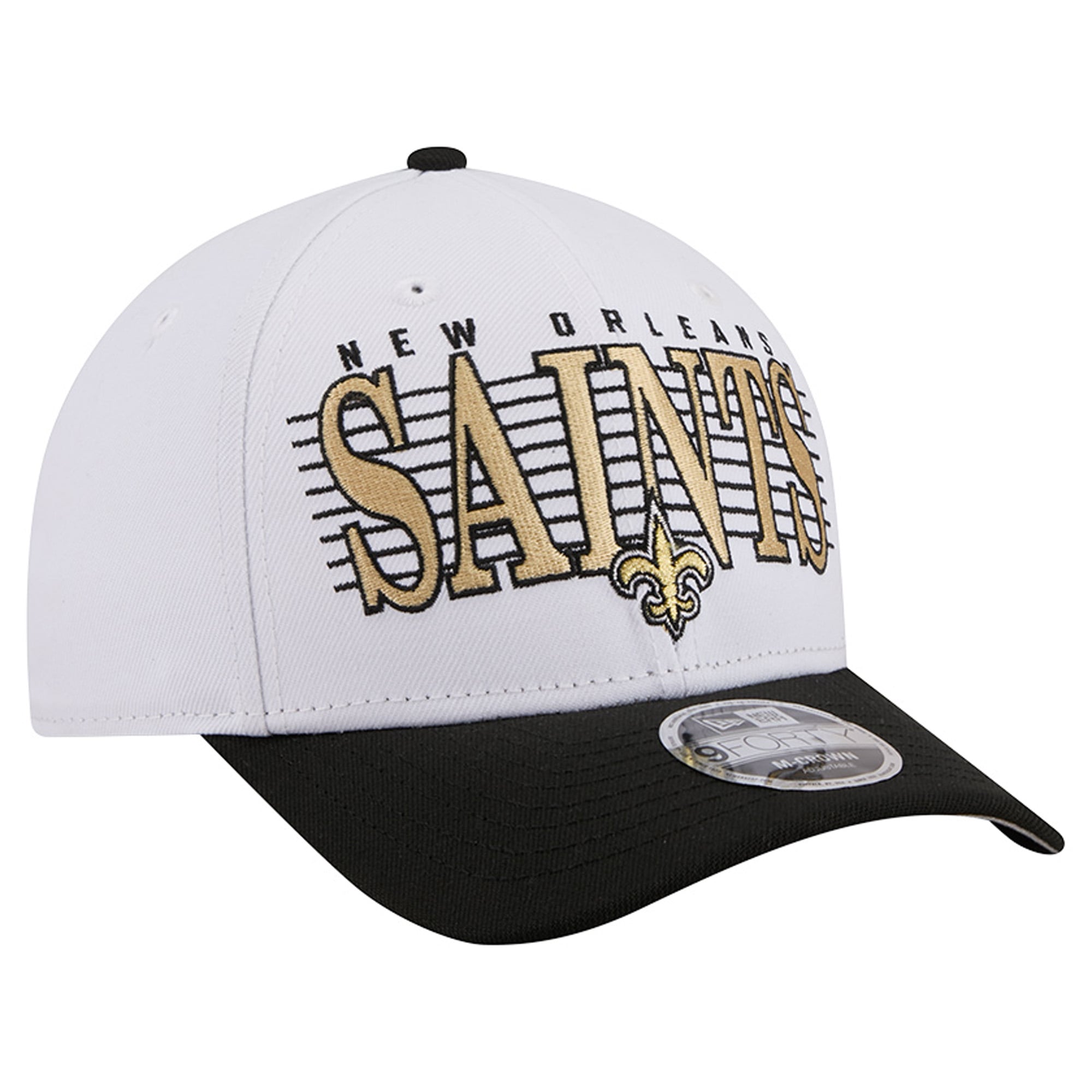Casquette ajustable New Era blanche pour homme, modèle Loyal 9FORTY M-Crown des Saints de la Nouvelle-Orléans