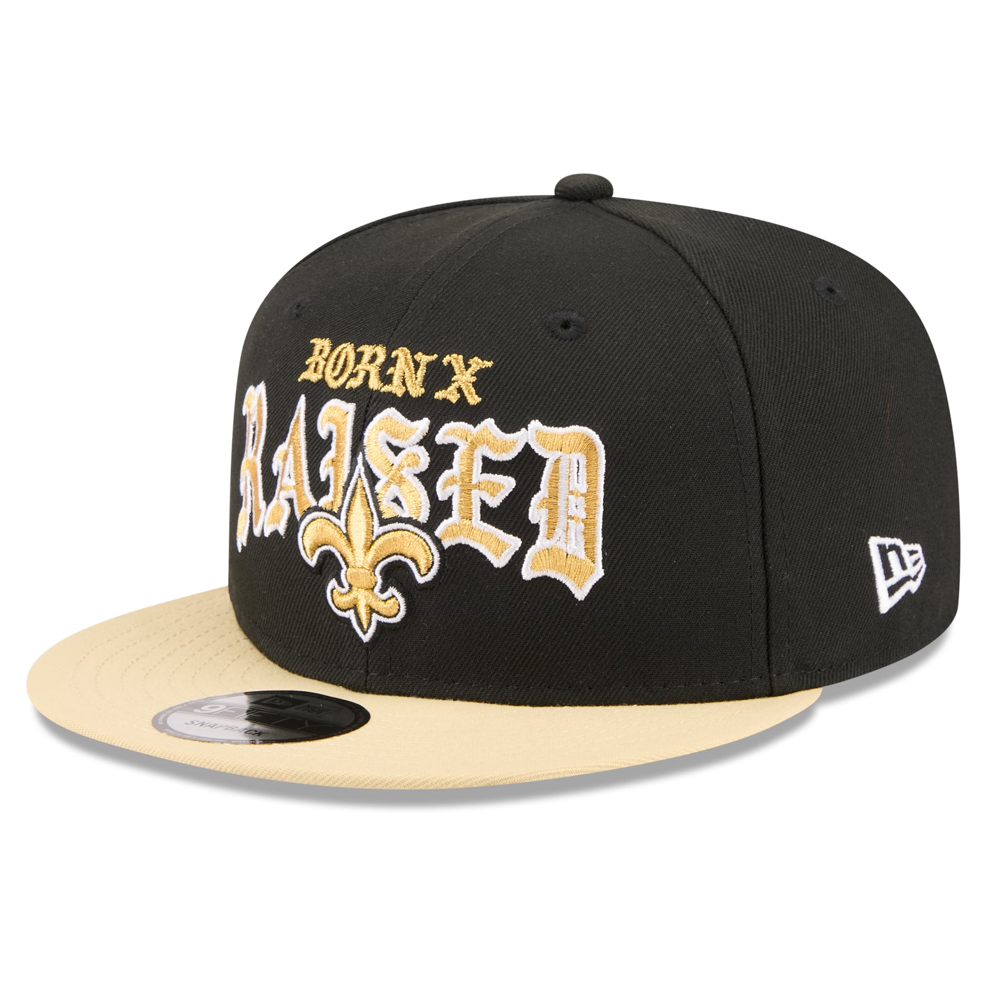 Casquette snapback New Era x Born x Raised noire et or des Saints de la Nouvelle-Orléans pour homme